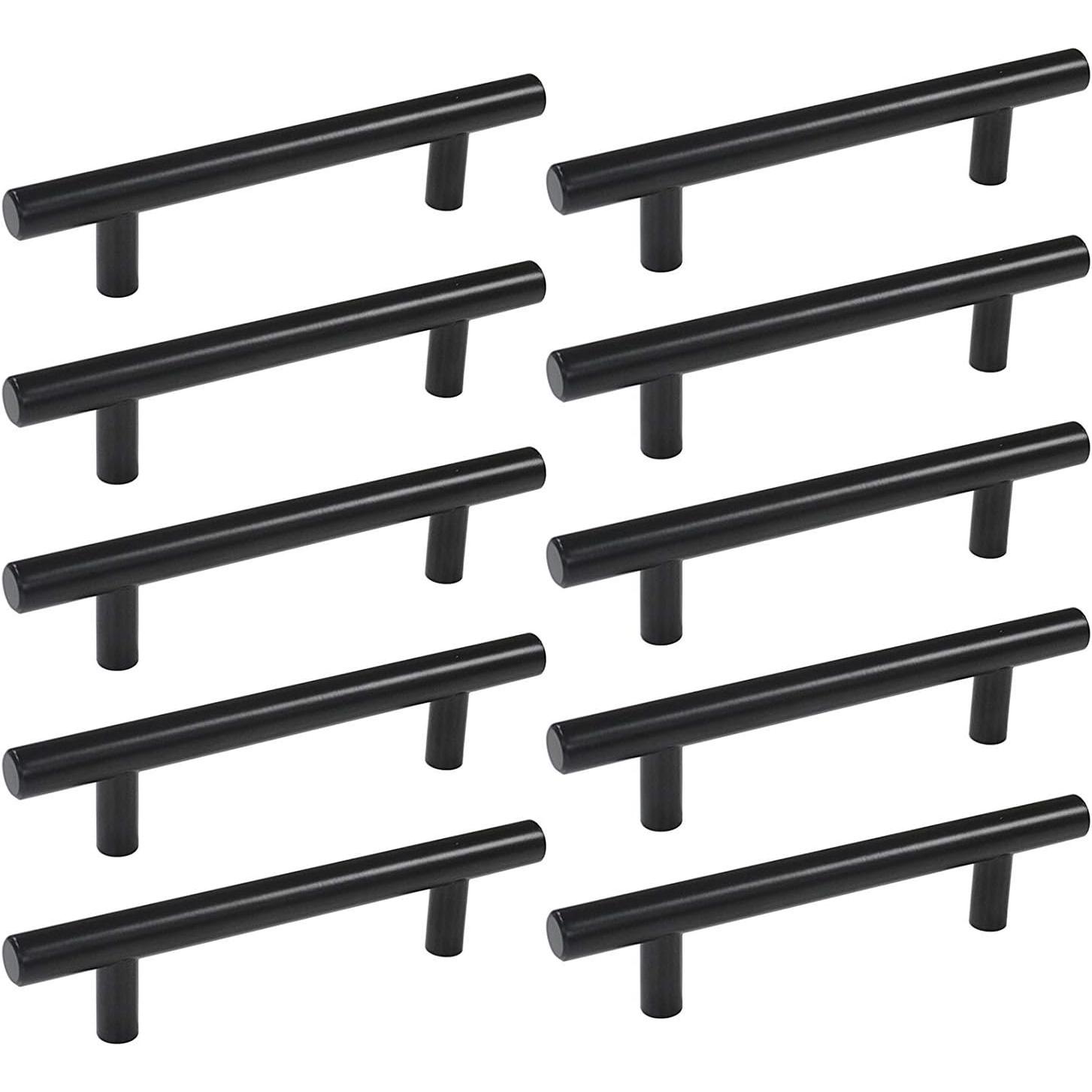 CA Manija de Armario de Puerta de Cocina, 10 Uds., Espacio entre orificios de 192mm, Manija de muebles de Maple inoxidable NegroITO