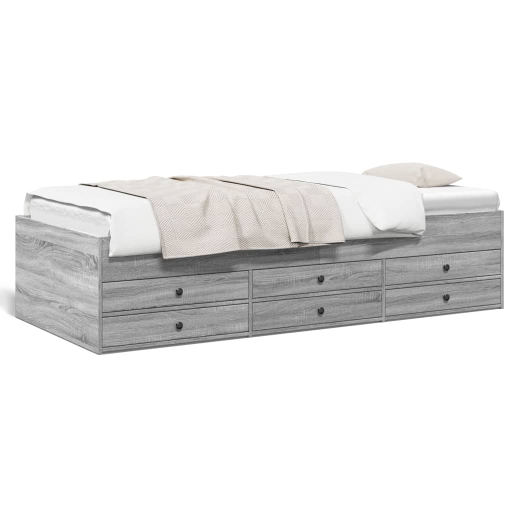 vidaXL Sofá cama con cajones sin colchón gris Sonoma 100x200 cm