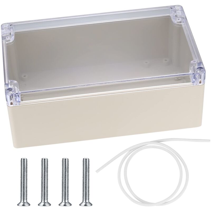 CA Caja de conexiones eléctricas para exteriores IP67, impermeable, con cubierta transparente de plástico.