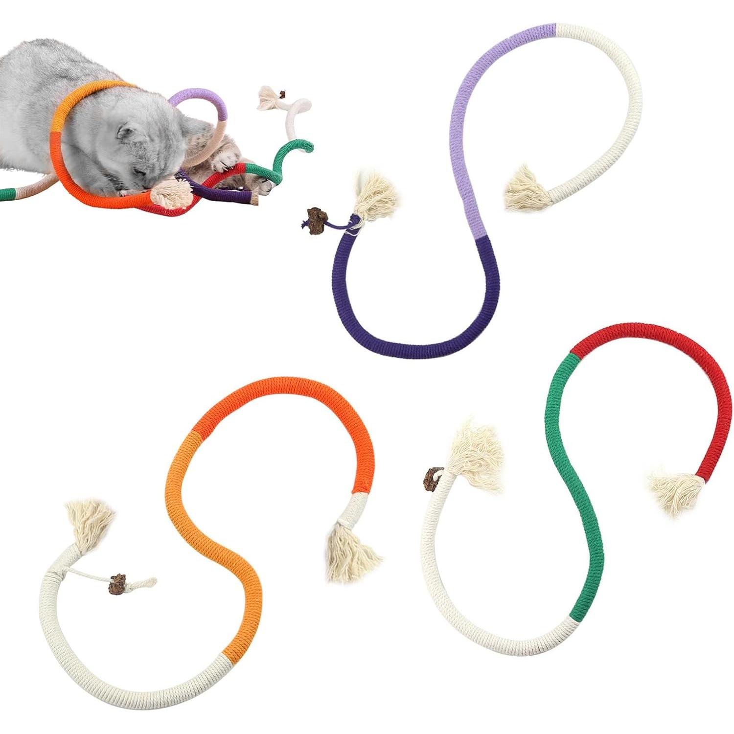 3PCs Uguete Masticable de Algodón para Gatos Cuerda de Algodón Limpiadora de Dientes Perros y Otros Animales Domésticos