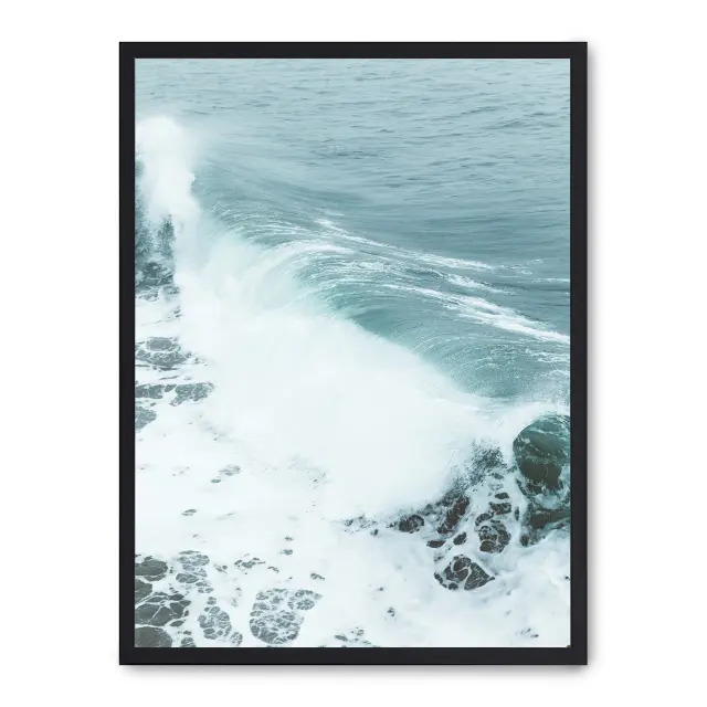 Cuadro wave ii 30x40cm, Póster impreso en papel de primera calidad de 180gr, montado sobre marco de madera MDF acabado en negro., Naturaleza - Playa