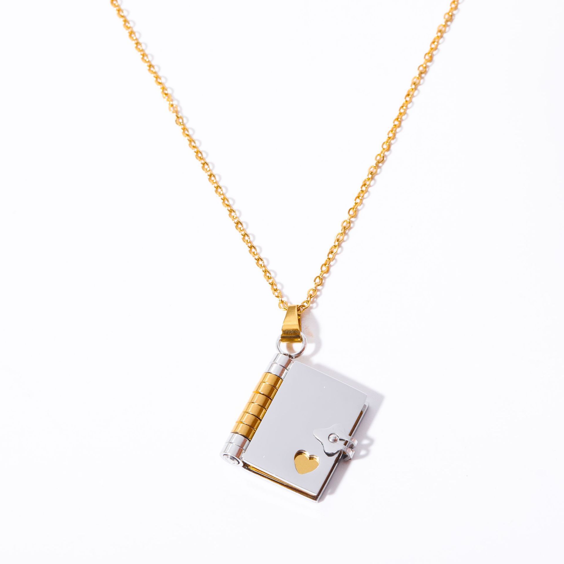 Collar sobre con letra de amor para mujer: libro de corazón de acero inoxidable, joyería con medallón abierto, joyería para el día de la madre, regalos para el día de San Valentín para mamá