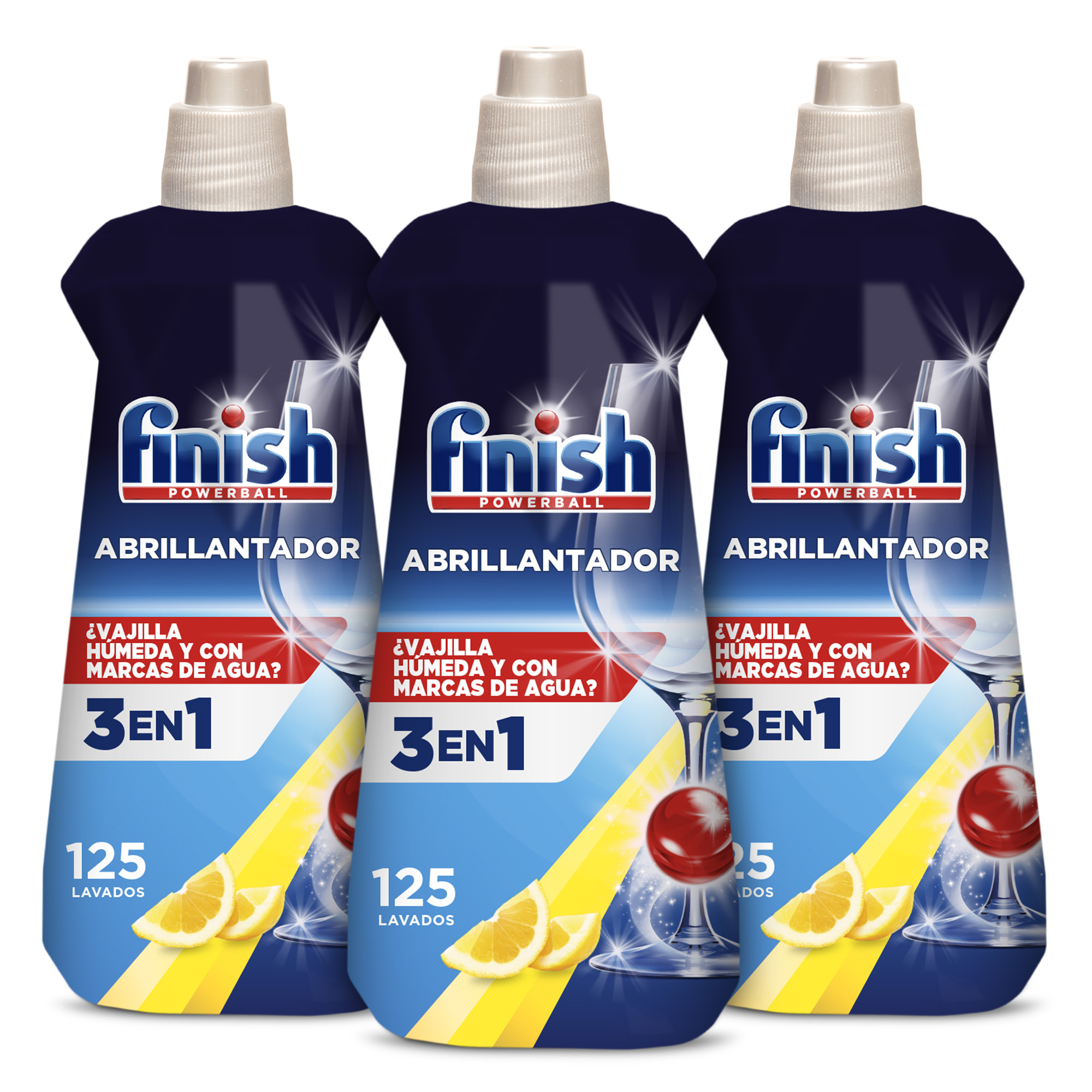 Finish ABRILLANTADOR LIMÓN, Vajilla Seca, Resultado Brillante, Previene Marcas de Agua, Elimina Restos de Cal, Infalible, Profesional
