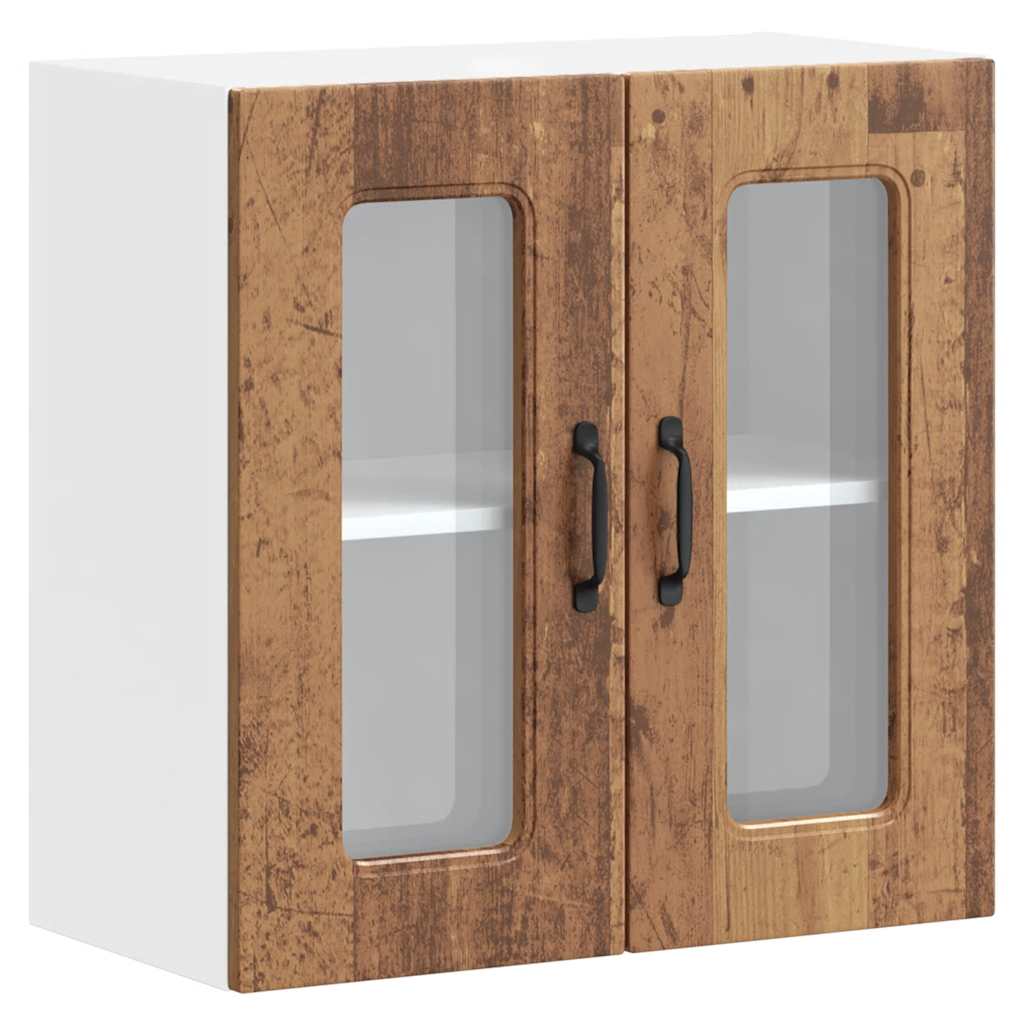 vidaXL Armario de cocina de pared con puerta de cristal "Kalmar" de, madera de ingeniería envejecida