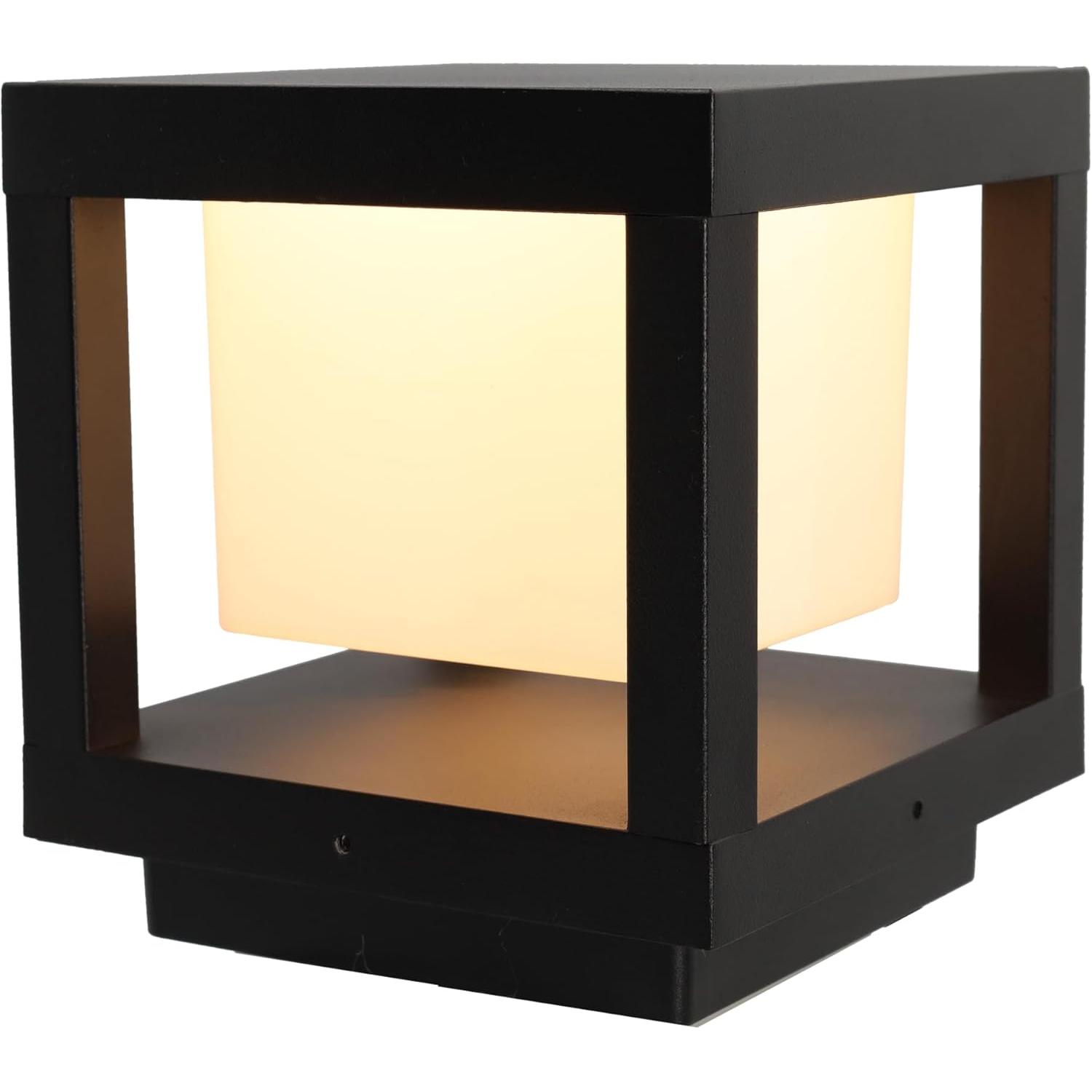 Jandei - Lámpara LED Exterior Cuadrada 16W, 3000K Tono Luz Cálida, IP65 Resistente al Agua y Polvo, 240V, Cubo Negro Iluminado para Jardín o Terraza