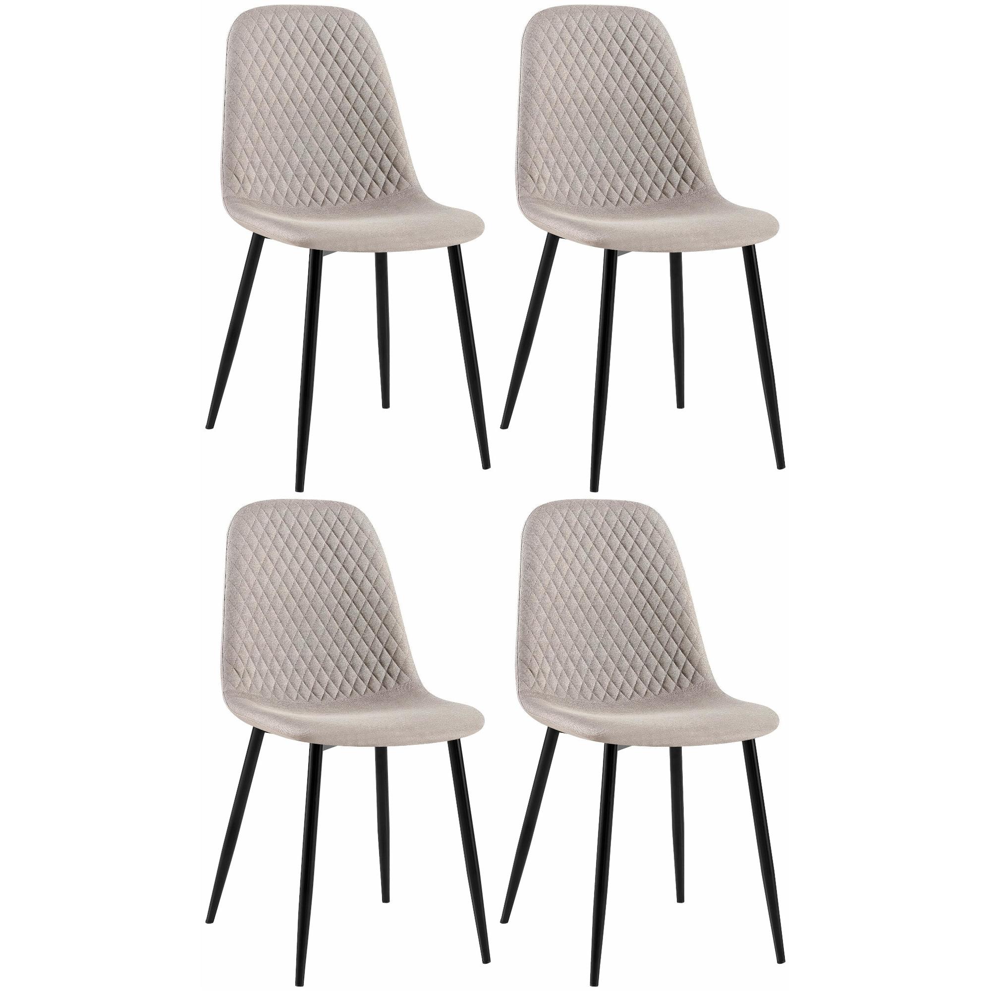 Set de 4 sillas de comedor Giverny en tela o terciopelo Gris,Tela