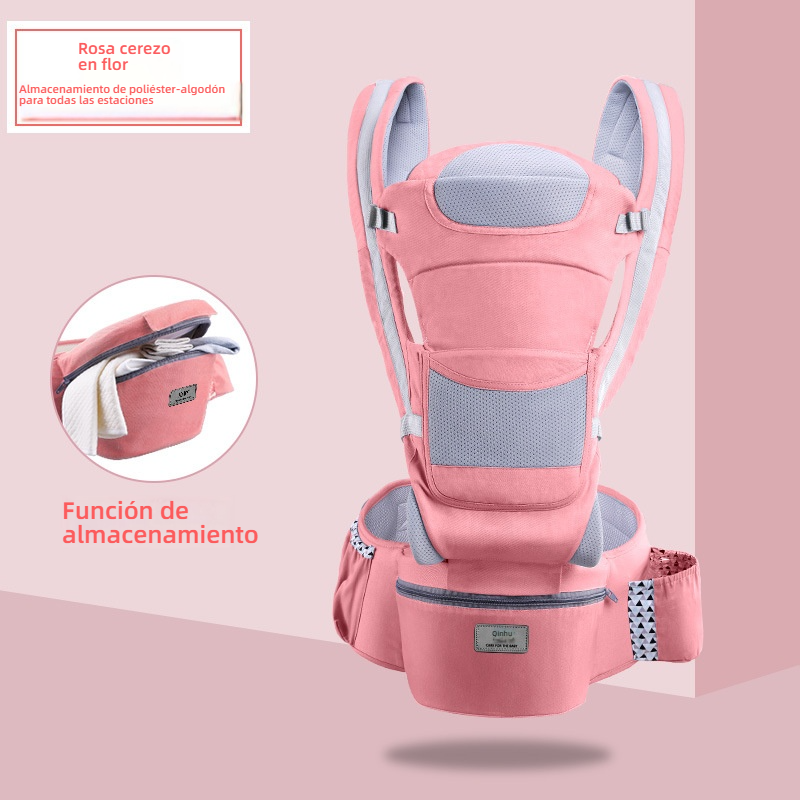 Portabebés Multifuncional con Asiento de Cadera — Plegable y Guardable, se Puede Llevar al Bebé Horizontalmente o en la Espalda, Cómodo y Práctico para Paseos