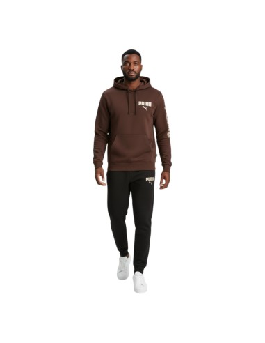 Sudadera Puma Essentials Graphic Fleece Marron Chocolate 696905-33 Hoodie Casual Hombre