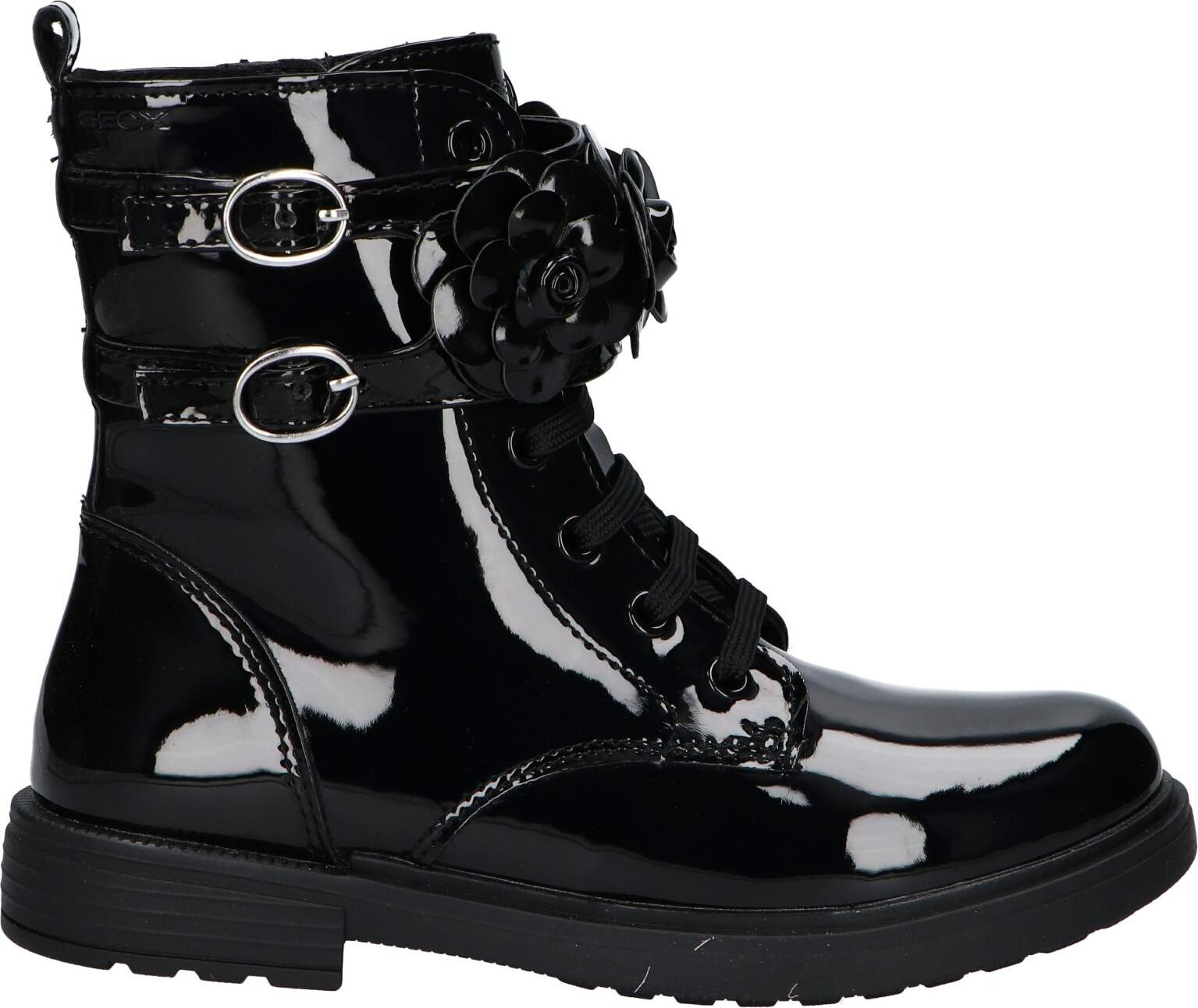 Geox J169QD Eclair Black girl's winter boots with cushioned insole and flexible non-slip sole, perfect for Autumn/Winter outdoor use, ideal girl's winter boots for comfort and style.
