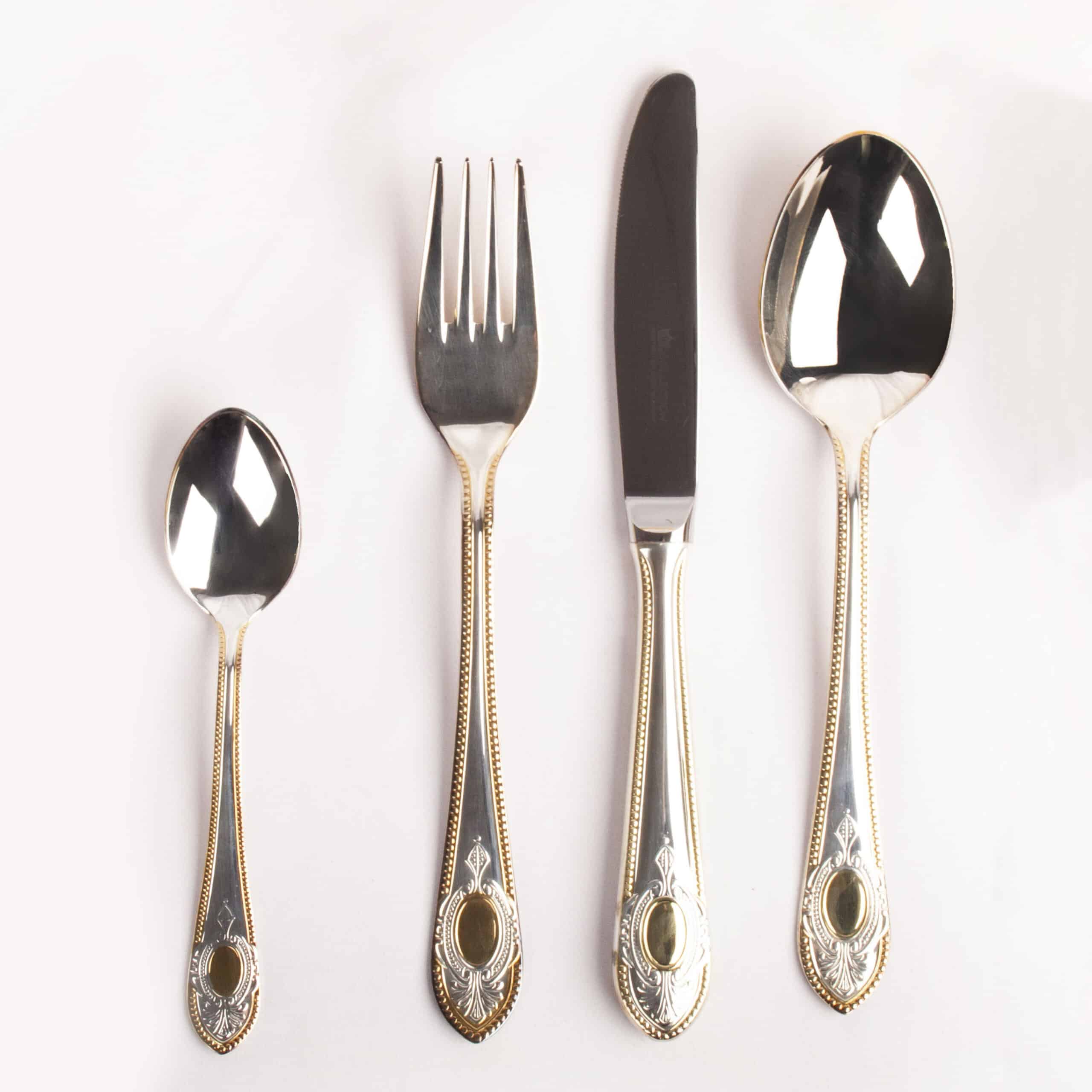 Cubertería de Lujo Toscana Royal (18 Piezas), Acero Inoxidable 18/10 Plata y Oro, Juego de Cubiertos para 6 Personas, Set Elegante para Bodas, Navidad, Celebraciones y Regalos