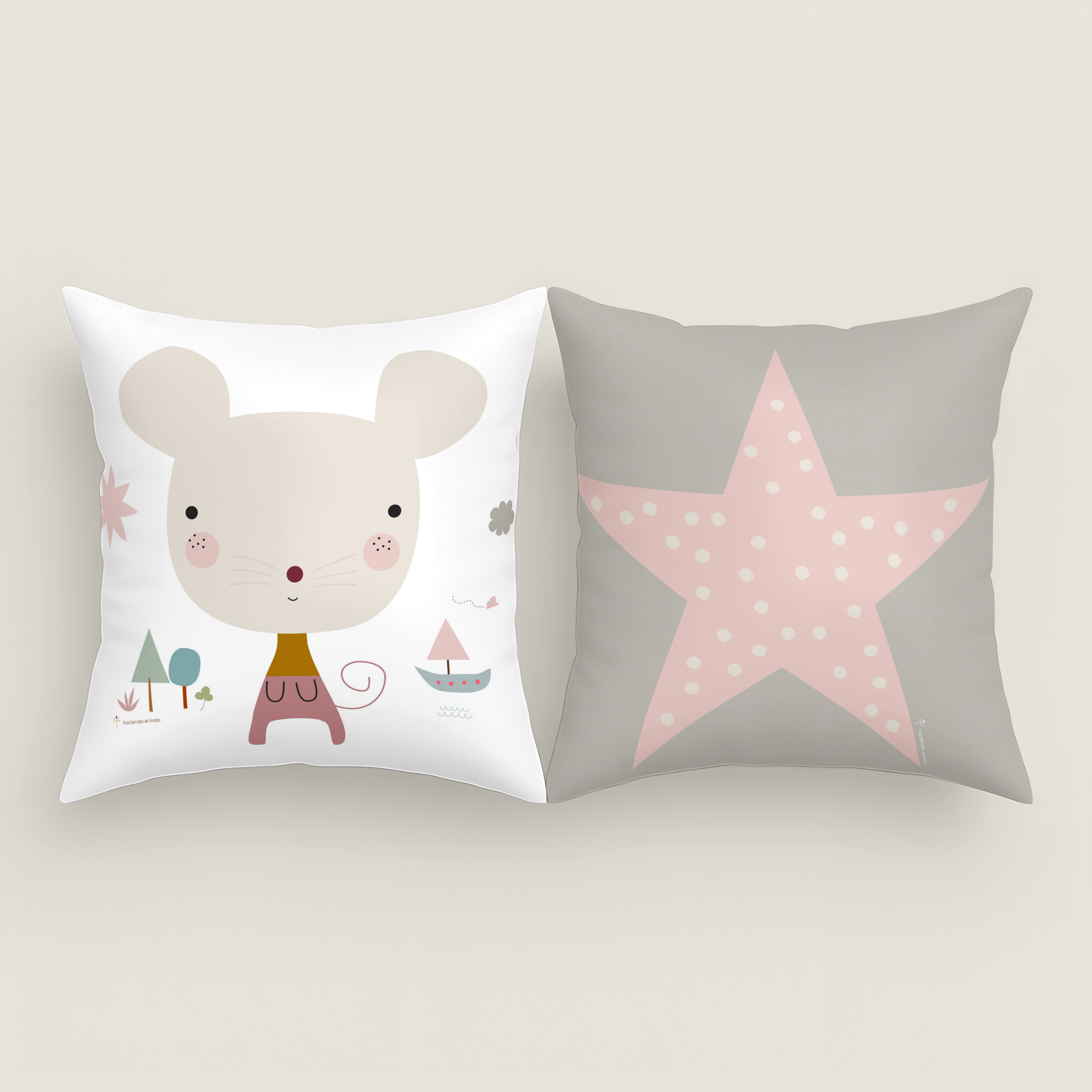 HACIENDO EL INDIO - Funda Cojín Infantil Estampada 100% Algodón - 40x40 cm - Funda Cojín Cuadrado Sin Relleno y Con Cremallera - Tacto Extrasuave - Fabricado en España