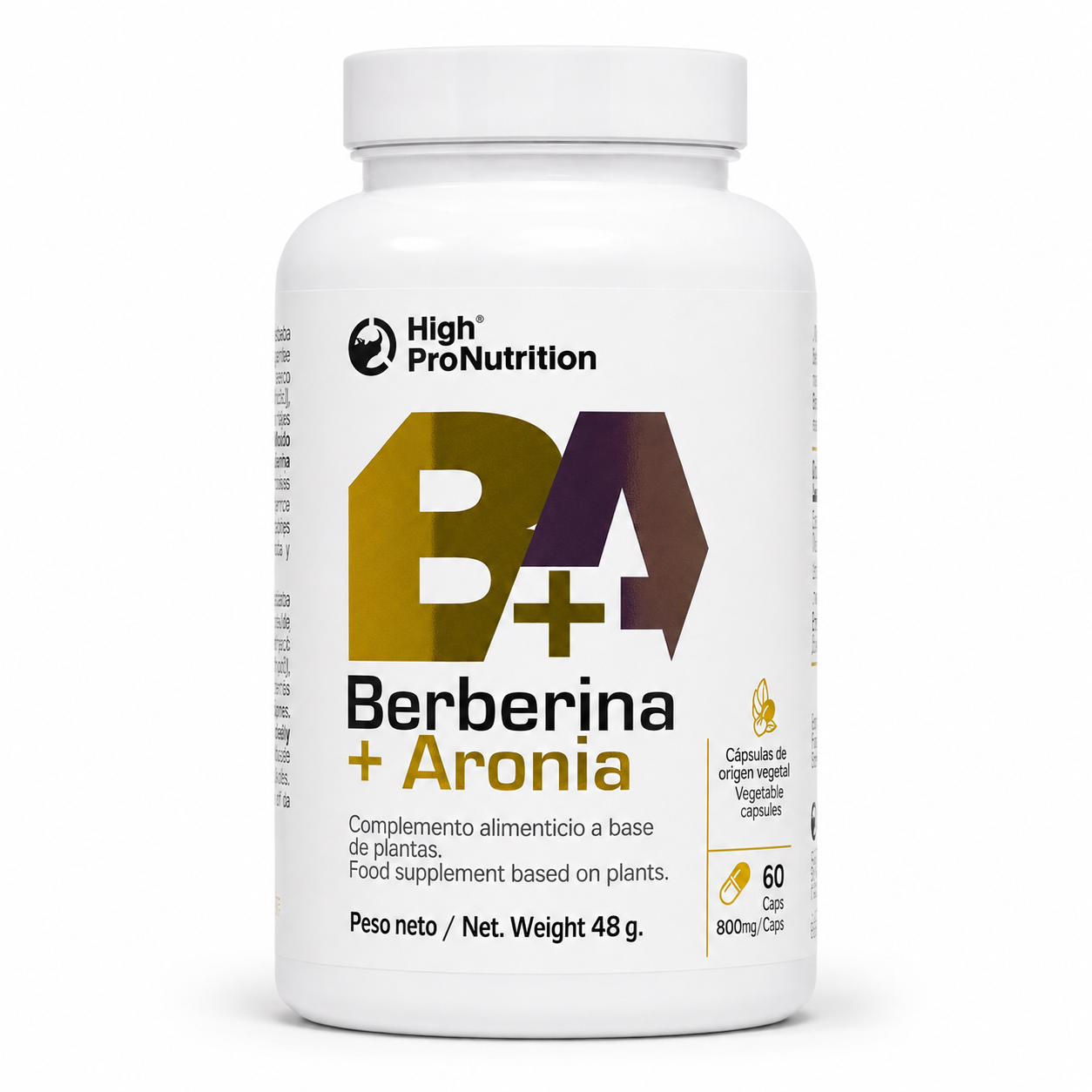 Berberina + Aronia 60 Cápsulas  High Pro Nutrition | 800 mg por Cápsula | Complemento Alimenticio Vegetal