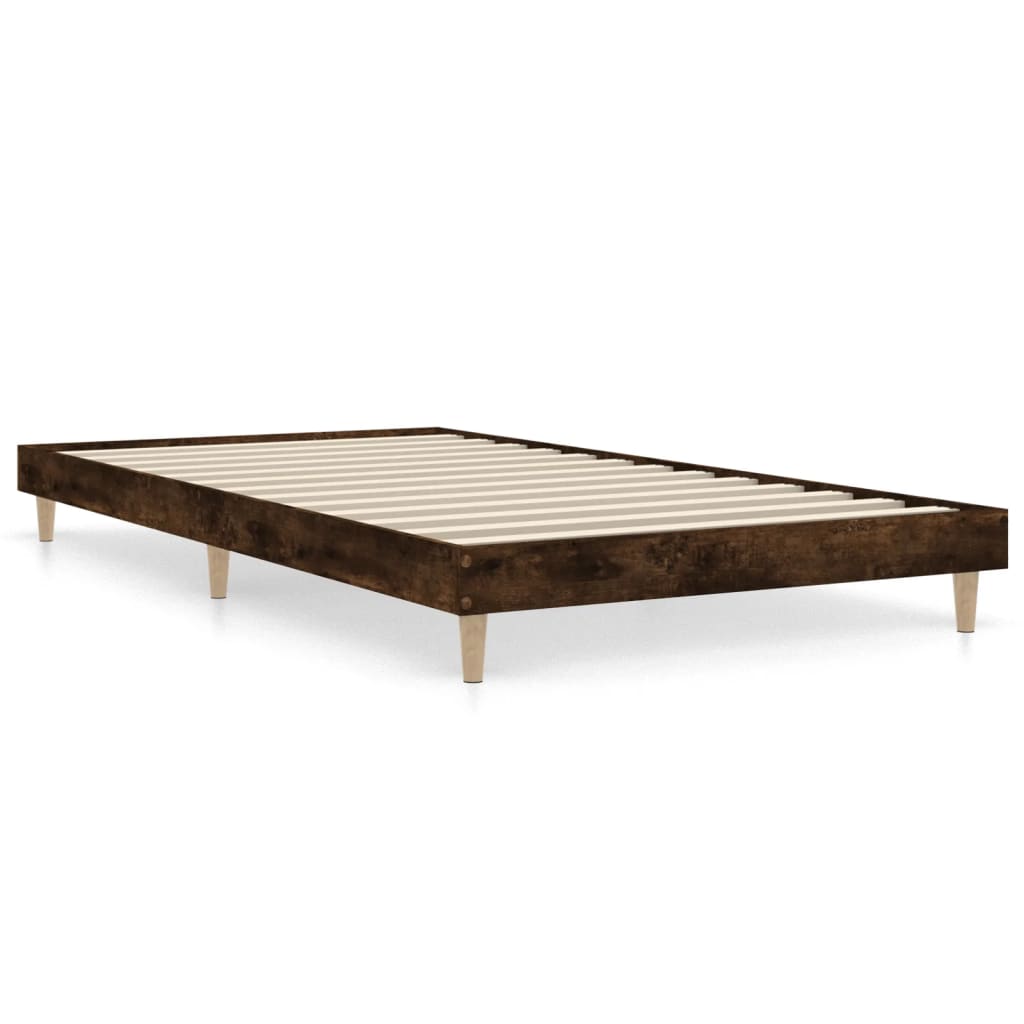 vidaXL Estructura de cama sin colchón madera roble ahumado 90x190 cm