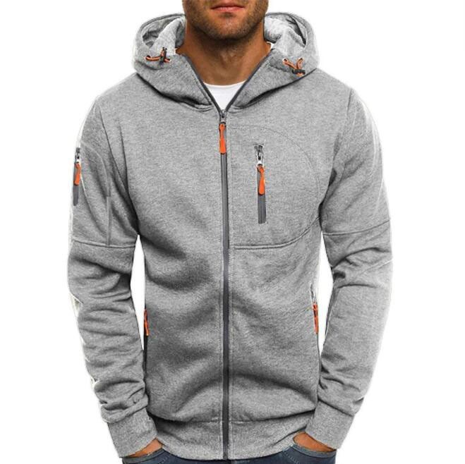 TK Chaqueta deportiva de talla grande para hombre, para otoño e invierno, con cremallera en el brazo, informal, tipo cárdigan, con capucha