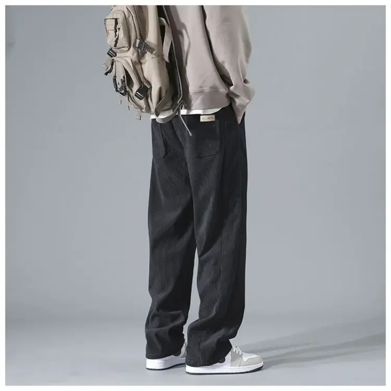 TK Pantalones Casuales De Corduroy Vintage Japonés Para Hombres 2024 Estilo Trendy Trabajo Recto Primavera Otoño Pantalones De Sudor
