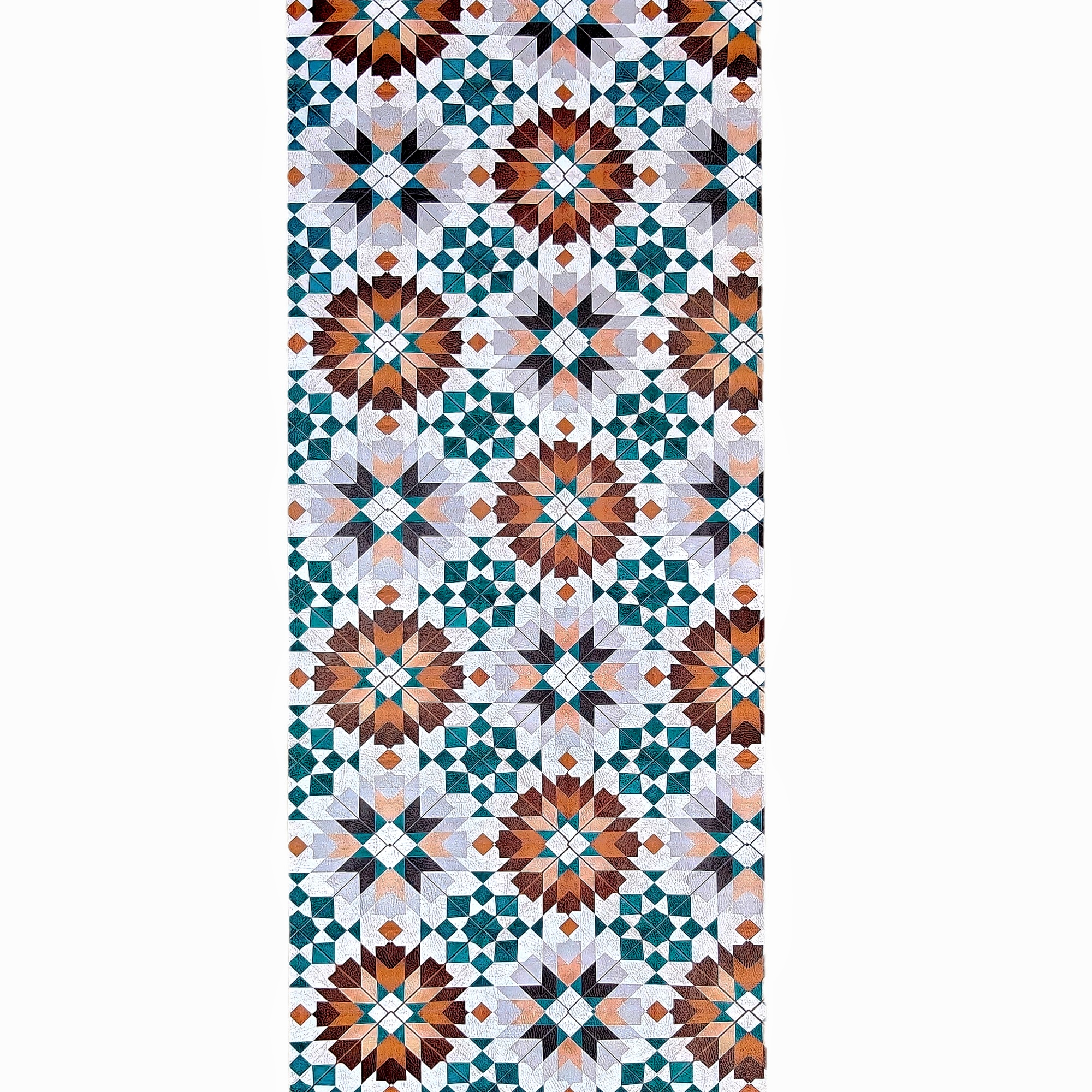 Alfombra Vinílica Pasillera Antideslizante con Diseño Patchwork de Baldosas Geométricas Multicolor, Resistente y Fácil de Limpiar, para Cocina, Pasillo y Entrada