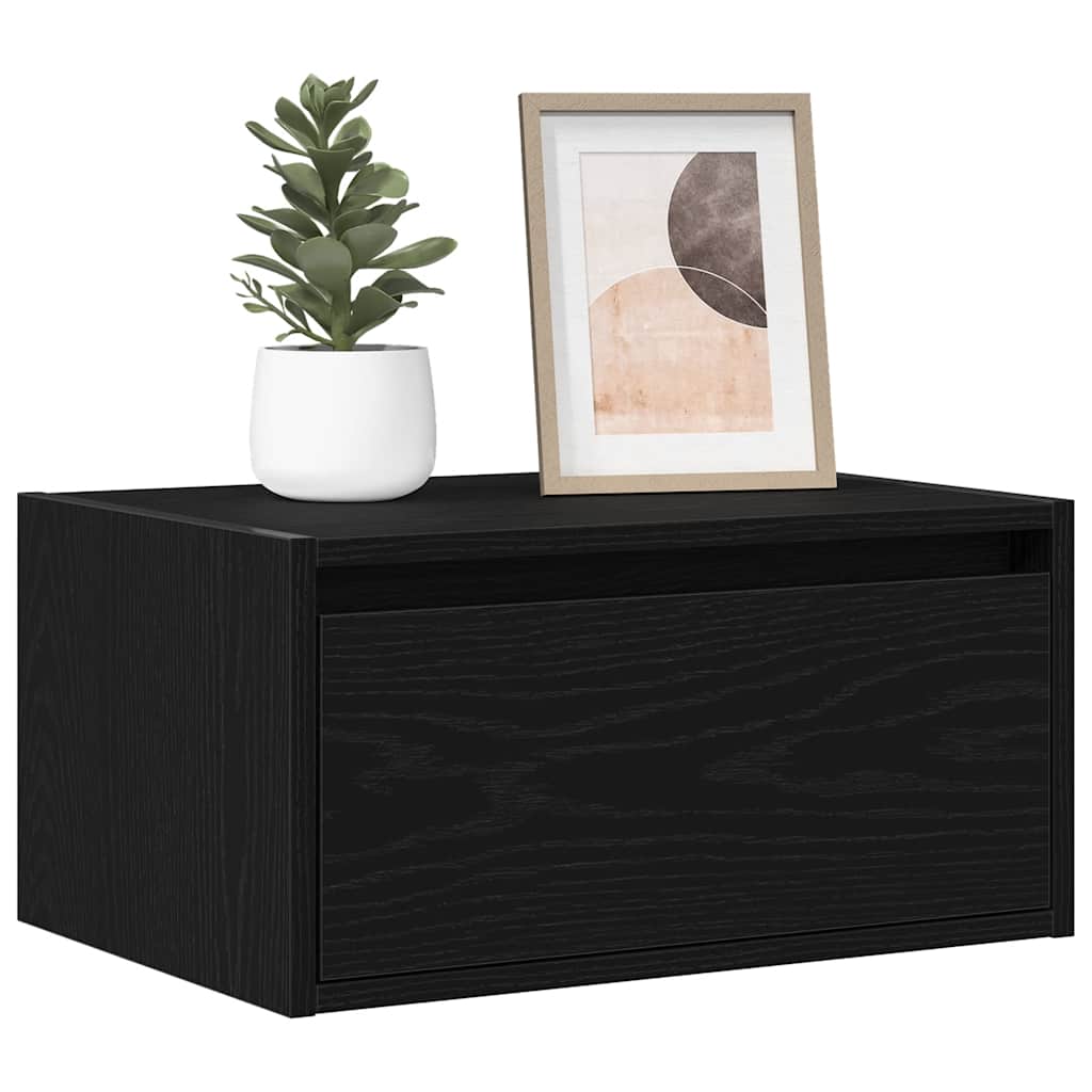 vidaXL Mesita de noche de pared con luces LED roble marrón en color Marrón roble/Gris sonoma/Blanco y más | estructura resistente ideal para salón dormitorio o estudio