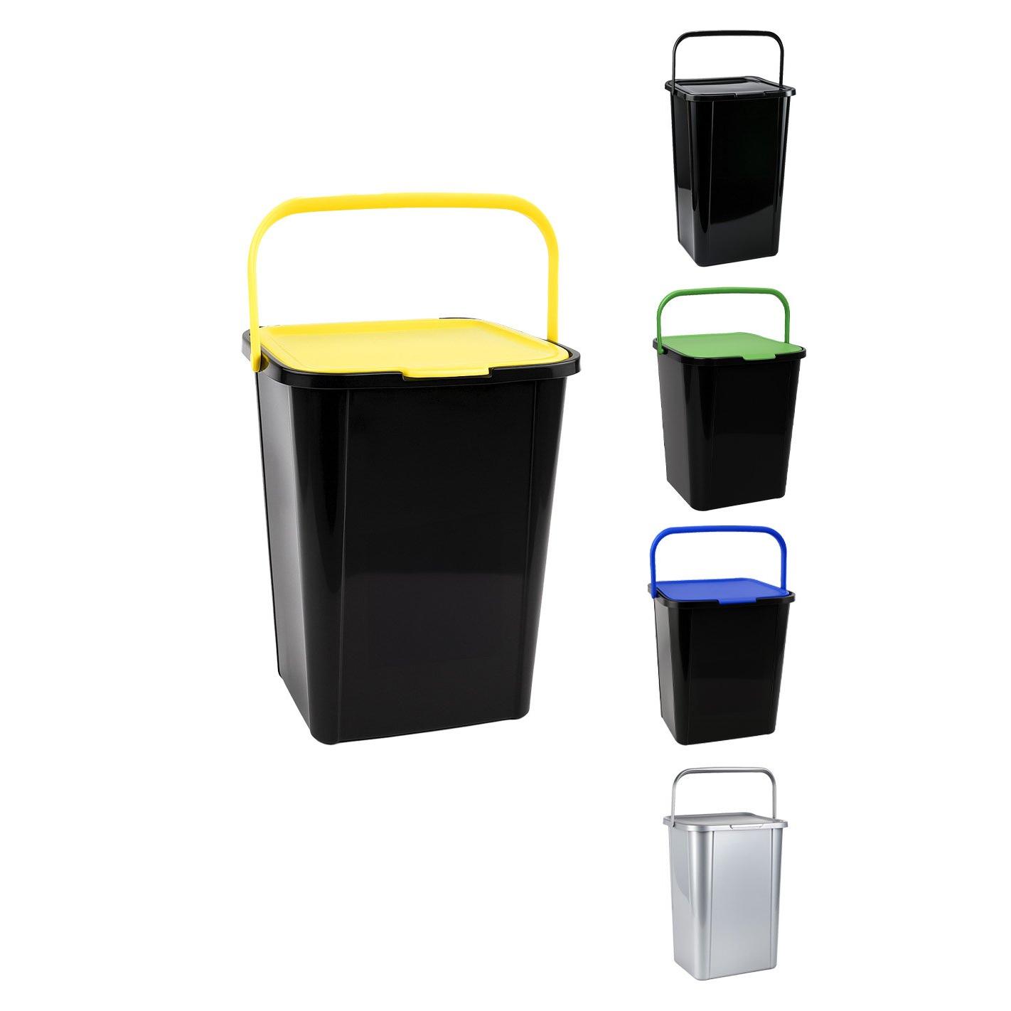 Cubo de Reciclaje de Plástico 45L con Asa y Tapadera | Ideal para hogar y separación de residuos