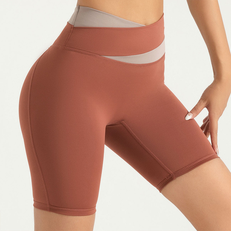 OmHome Los deportes casuales de Colorblock ponen en cortocircuito los pantalones cortos desnudos elásticos de la yoga de los pantalones cortos de la aptitud para las mujeres