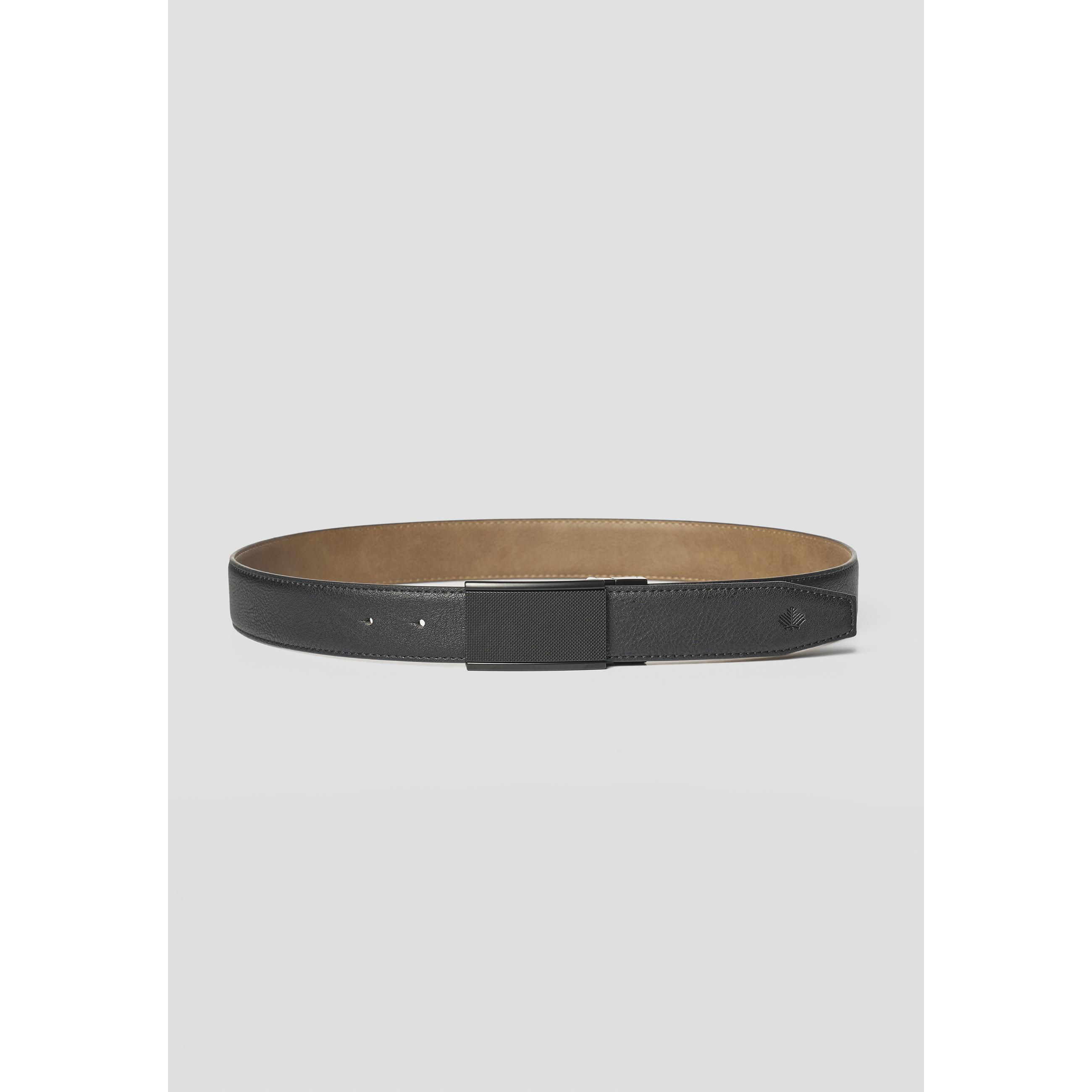 Koroshi - Cinturón reversible para hombre de polipiel negro y marrón con hebilla giratoria, 3,5 cm ancho, modelo Koroshi