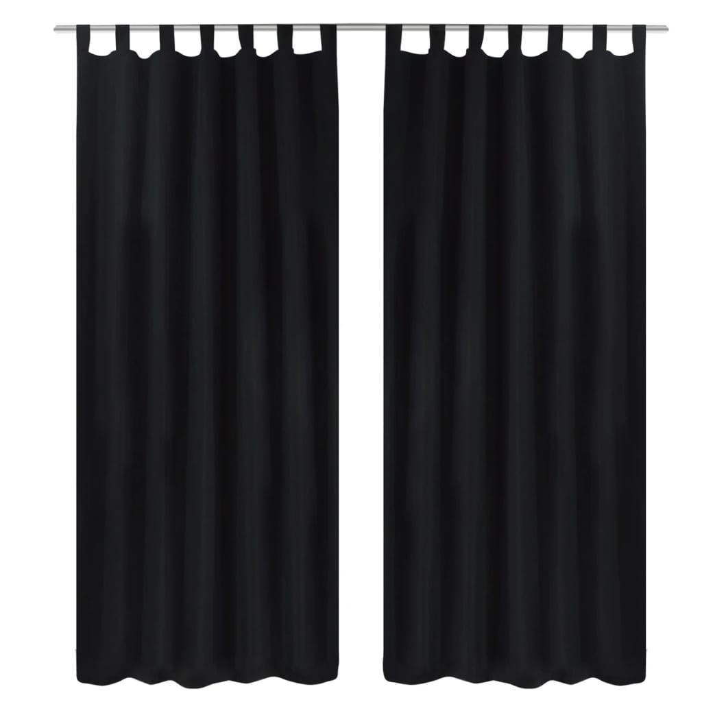 vidaXL 2 cortinas negras micro-satinadas con trabillas, 140 x 225 cm