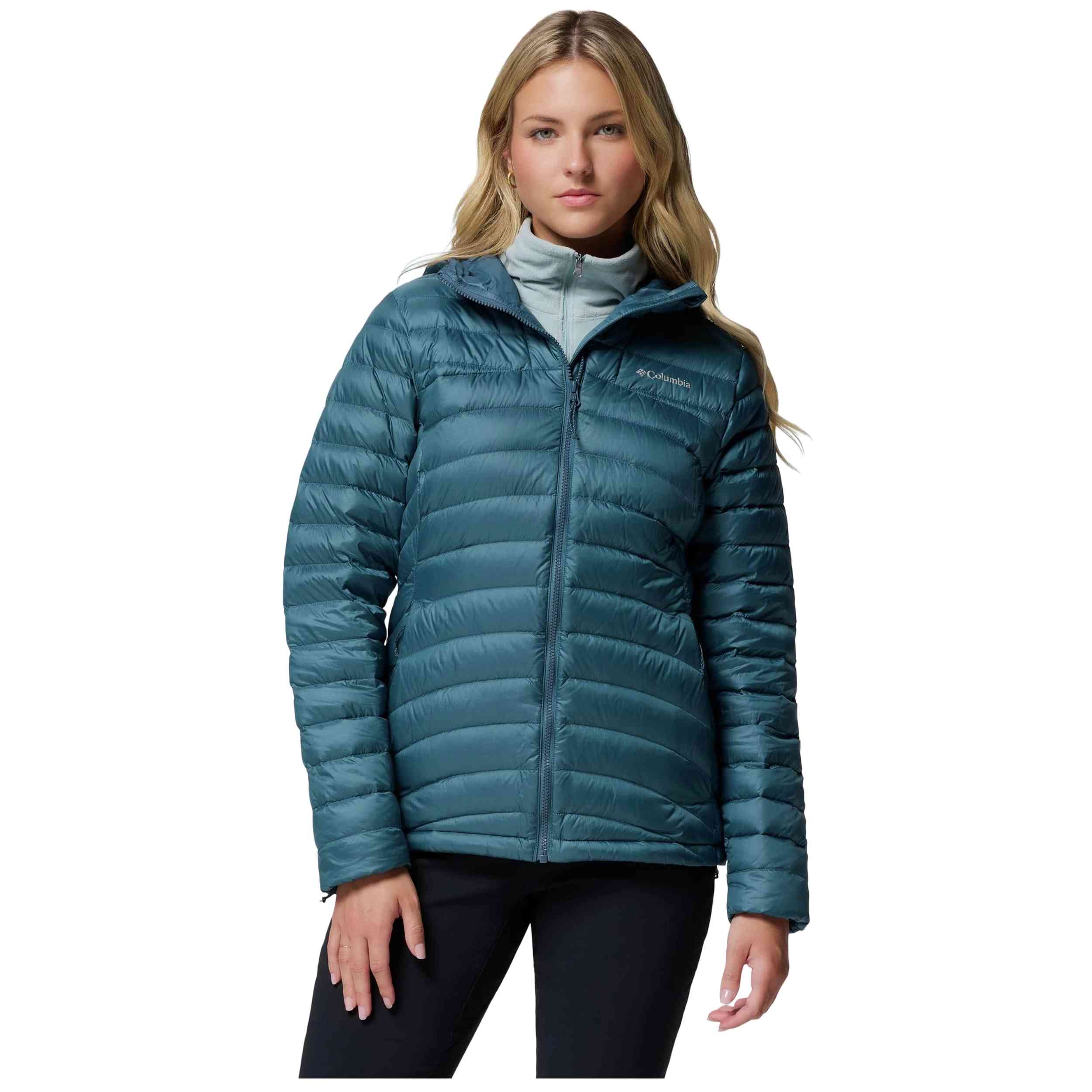 Chaqueta Columbia modelo Chaqueta con capucha Columbia Corelite Down azul verdoso mujer para Mujer en color Azul