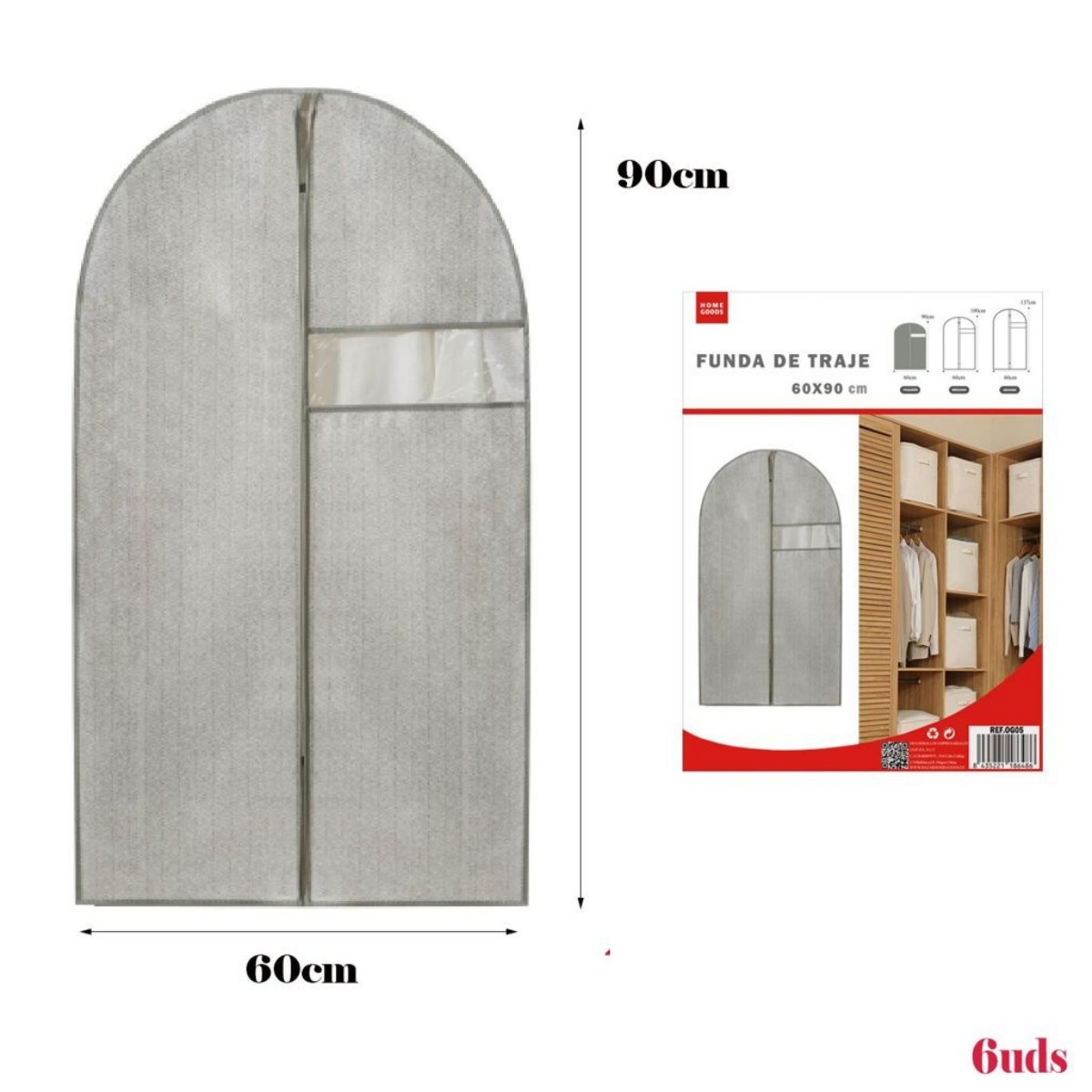 ZYLX SHOPPING – Pack 6 Fundas para Trajes de 60×90/100/137 cm | Protector Ropa Transpirable con Cremallera | Almacenaje Armario
