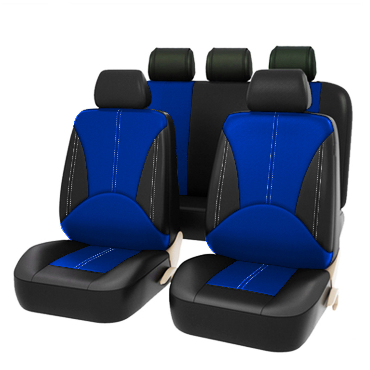 OmHo Fundas Universales para Asientos de Coche - Juego Completo de Protectores de Cuero PU - Accesorios Interiores para Automóviles - 9 Piezas - Nuevo