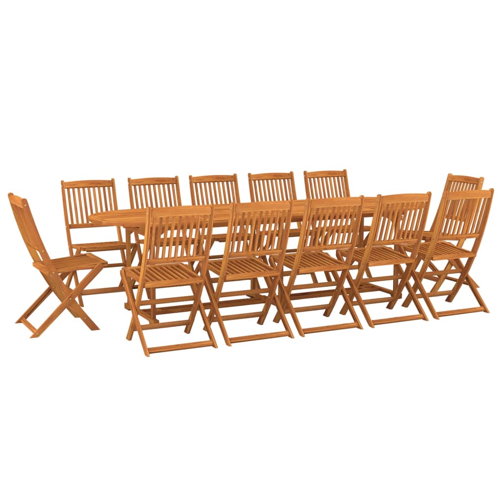 vidaXL Set comedor de jardín 13piezas madera maciza acacia 280x90x75cm