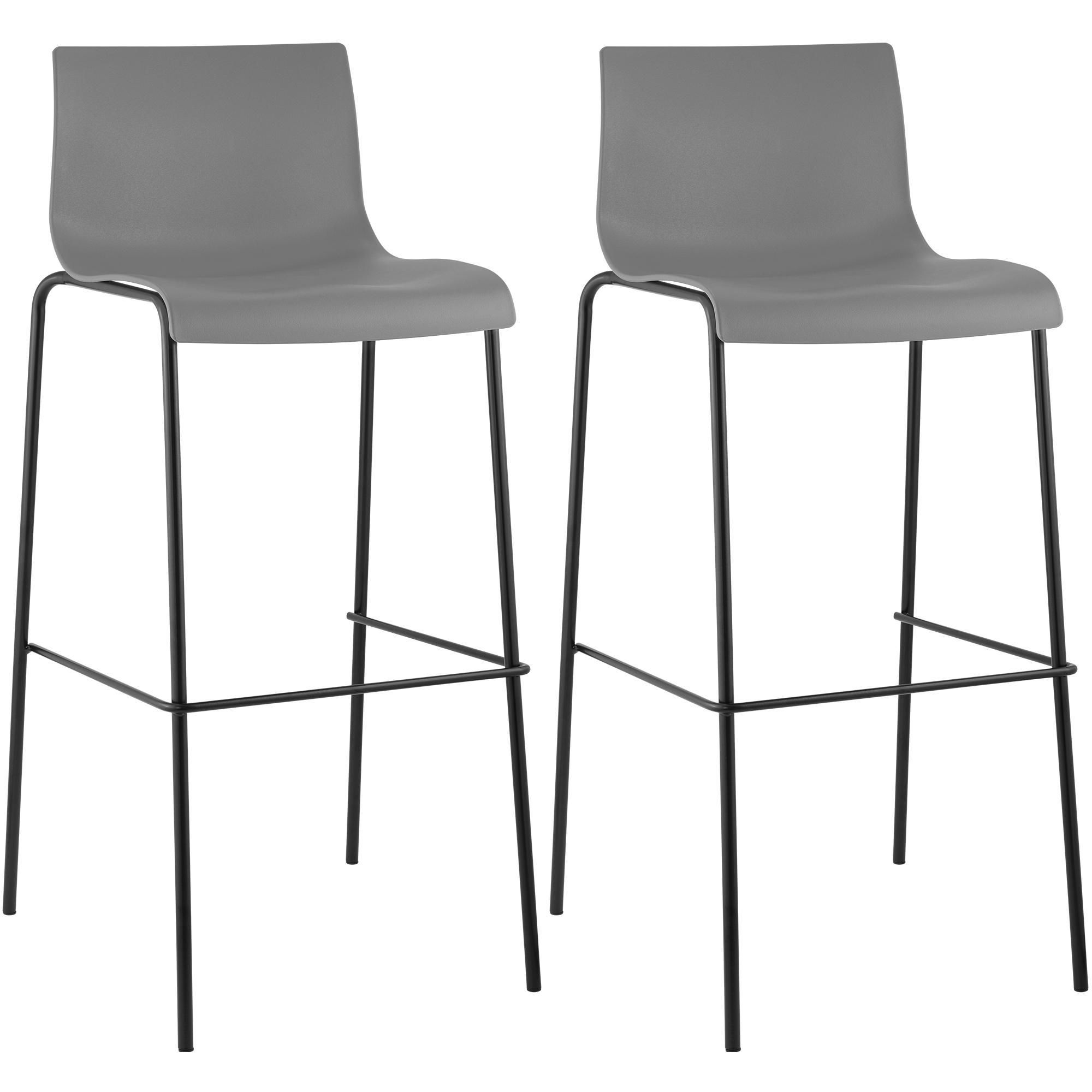 2er Set Barhocker Hoover Kunststoff 4-Fu Gestell schwarz