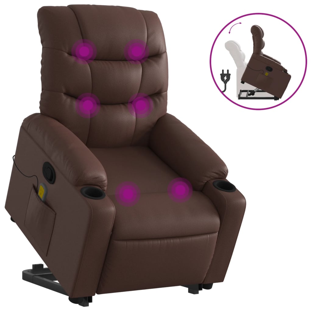 Sillón de Masaje Vidaxl con Pies Elevables en Cuero Artificial Negro