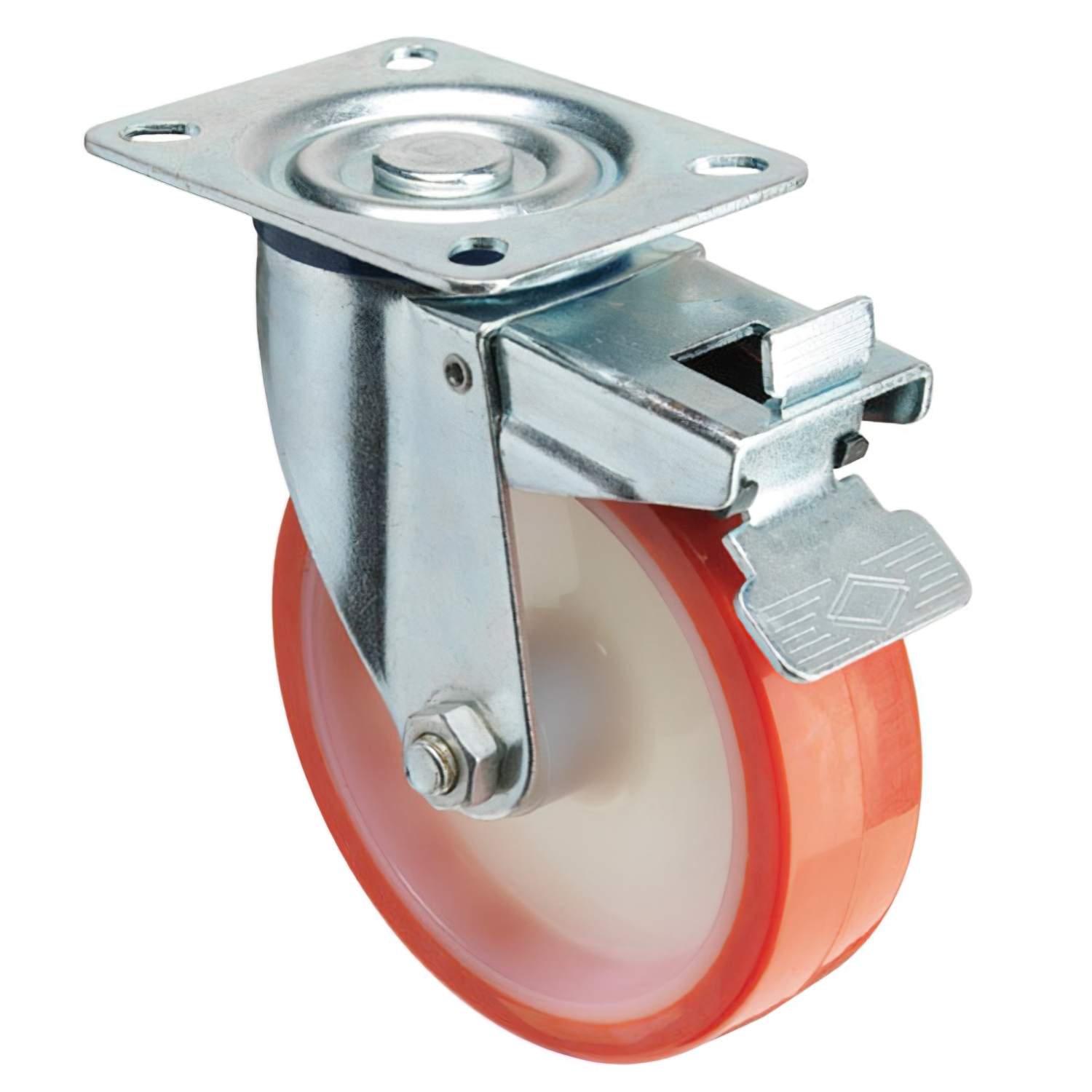 SANCO STORE - WOLFPACK LINEA PROFESIONAL Rueda Industrial Poliuretano Placa con freno   80 mm.