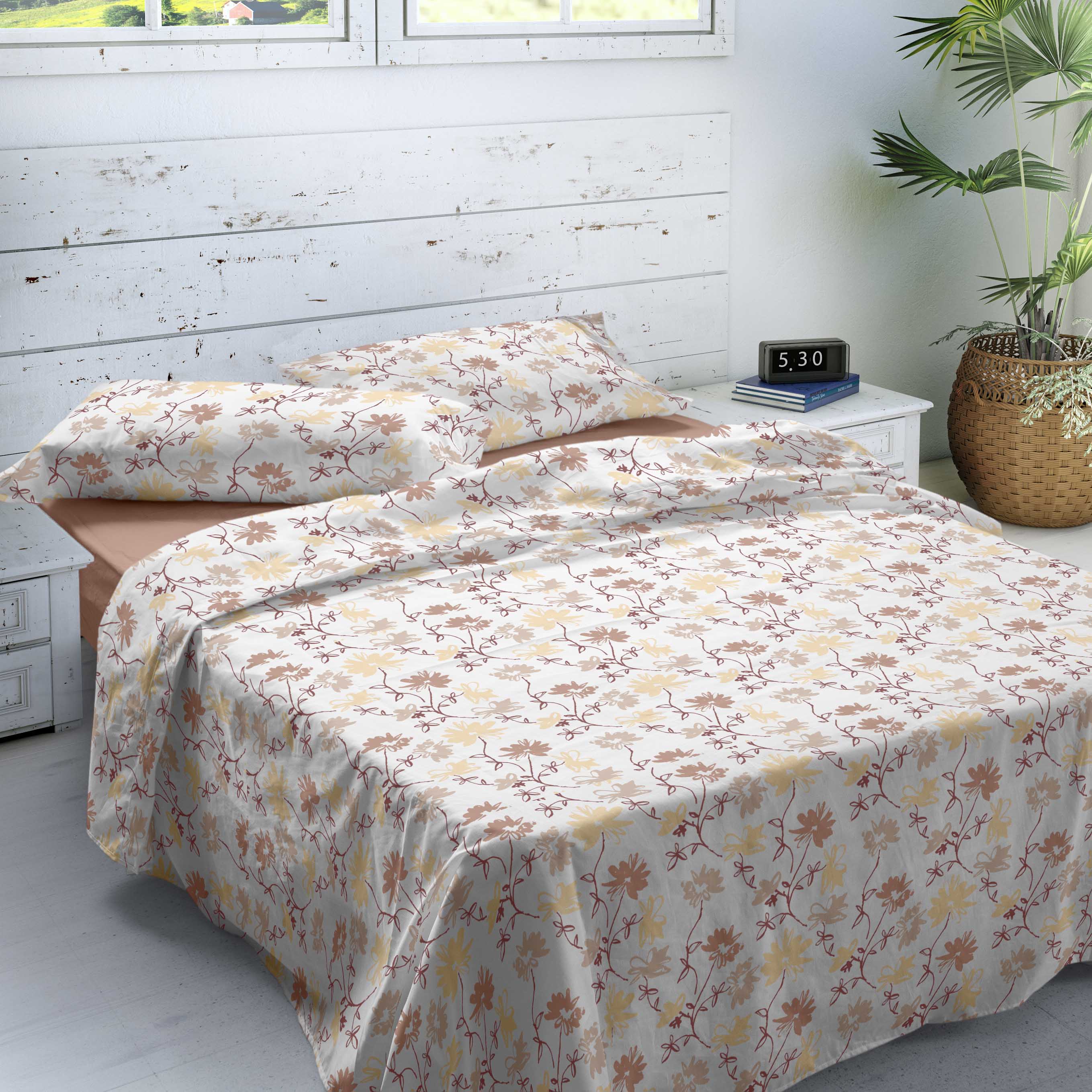NATURALS - Juego de Sábanas Estampadas 3/4 Piezas Otoño Invierno - 7 Modelos Diferentes - Incluye Sábana Bajera + 1/2 Fundas de Almohada - Algodón Franela Extra Suave - Cama 90/105/135/150/180
