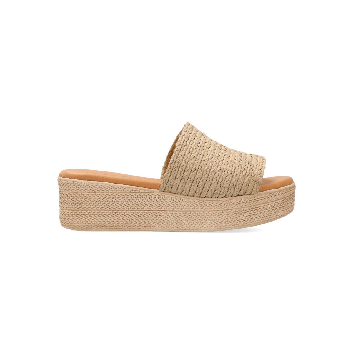 Vanessa Calzados - Sandalia de mujer VANESSA con pala de esparto natural, plataforma de 5 cm efecto cuerda trenzada, interior con planta de gel y suela de goma, transpirable y duradera