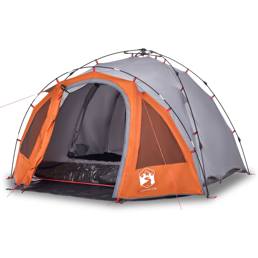 vidaXL Tienda de campaña iglú 3 personas apertura rápida gris/naranja