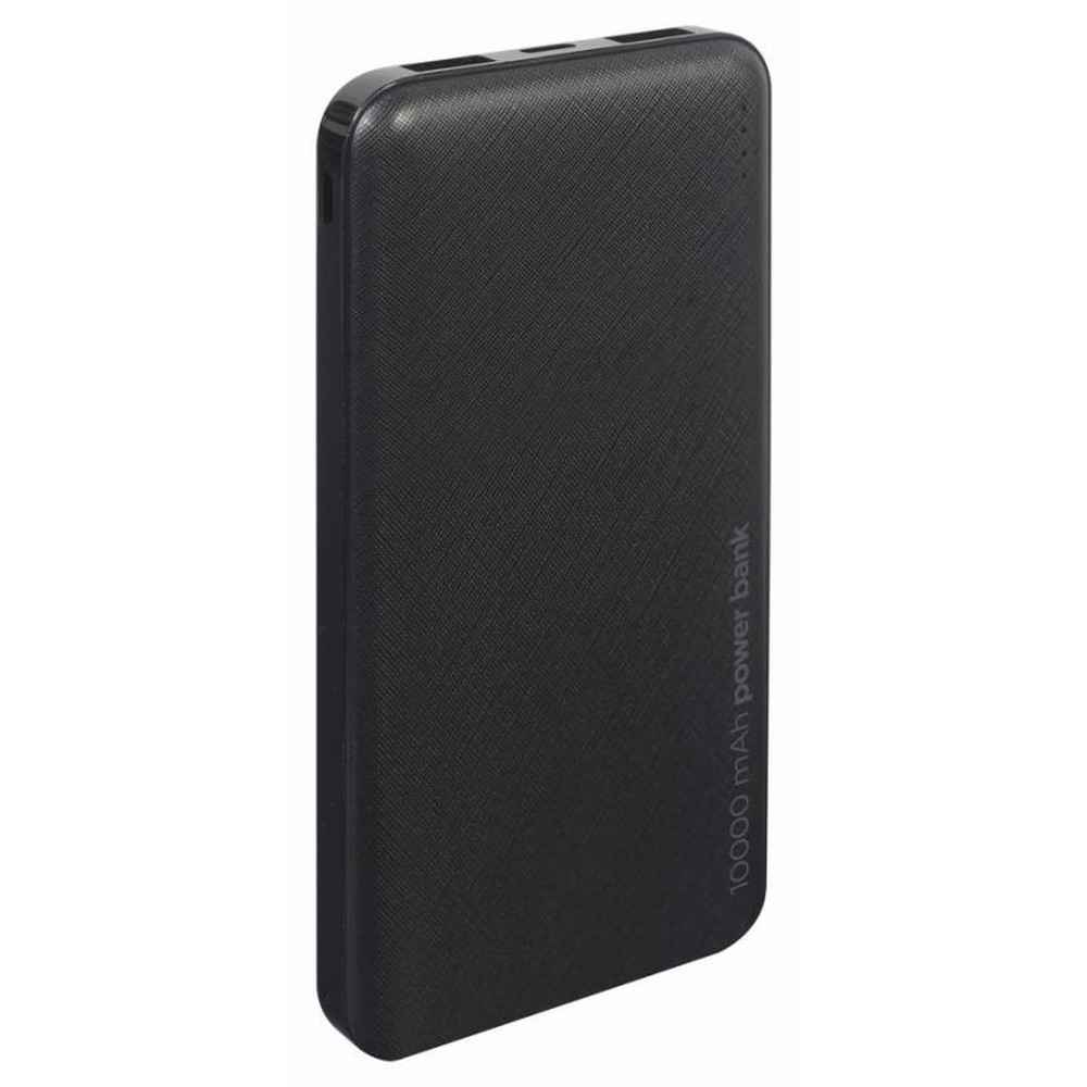 Gembird - Power Bank PB10-02 de 10.000 mAh con 2 puertos USB y entrada USB-C, protección contra sobrecarga y cortocircuito, indicador LED, color negro para smartphones y tabletas