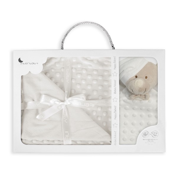 Set regalo: Dou dou+manta burbujas tejido extrasuave Osito-PD001-Interbaby
