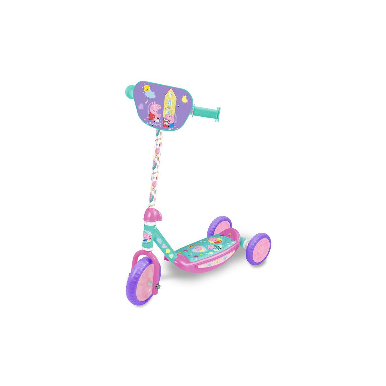 Peppa Pig - Patinete de 3 ruedas para niños 6+ años, estabilidad y seguridad con diseño temático, tamaño compacto 62x32x55,5 cm