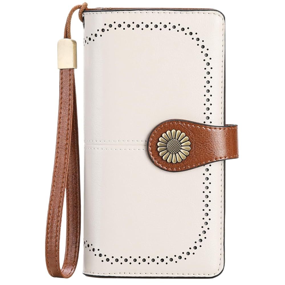Billeteras de cuero para mujer, tarjetero de crédito con bloqueo RFID, pulsera de gran capacidad | with RFID Blocking, Large Capacity, Wristlet, with RFID Blocking, Large Capacity, Wristlet