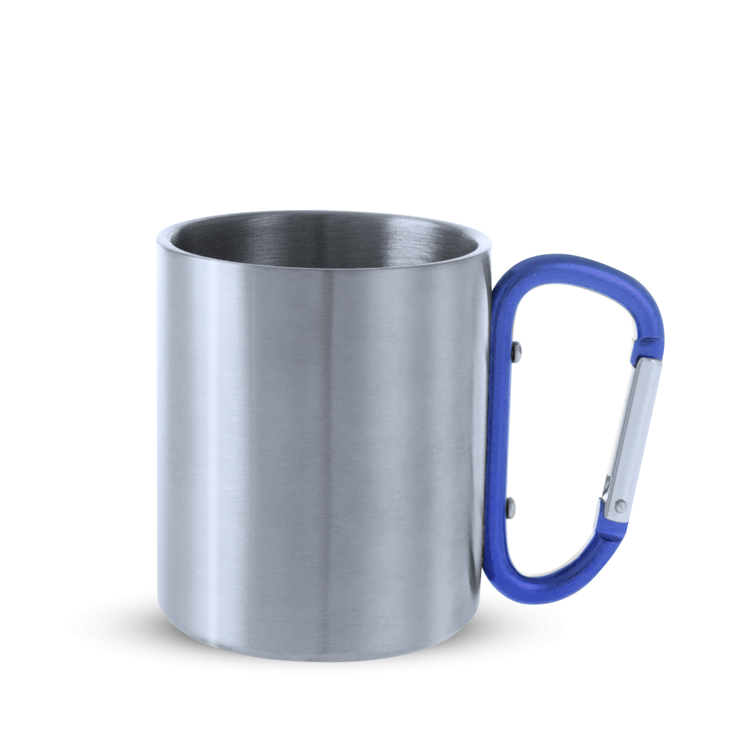 Bastic taza de acero inox de 210ml de capacidad con cuerpo de acabado brillante y asa mosquetón 8x8x7cm