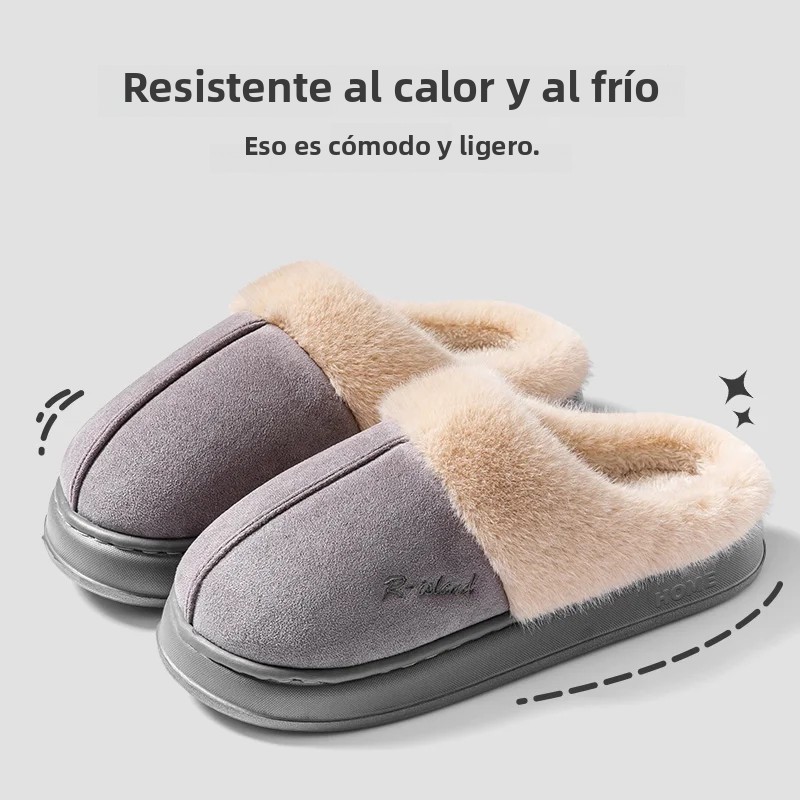 TK Chinelos De Algodón Para Mujer Invierno Suela Gruesa Indoor Cómodas Con Chinelos De Peluche Para Pareja Suela Plana Mediana