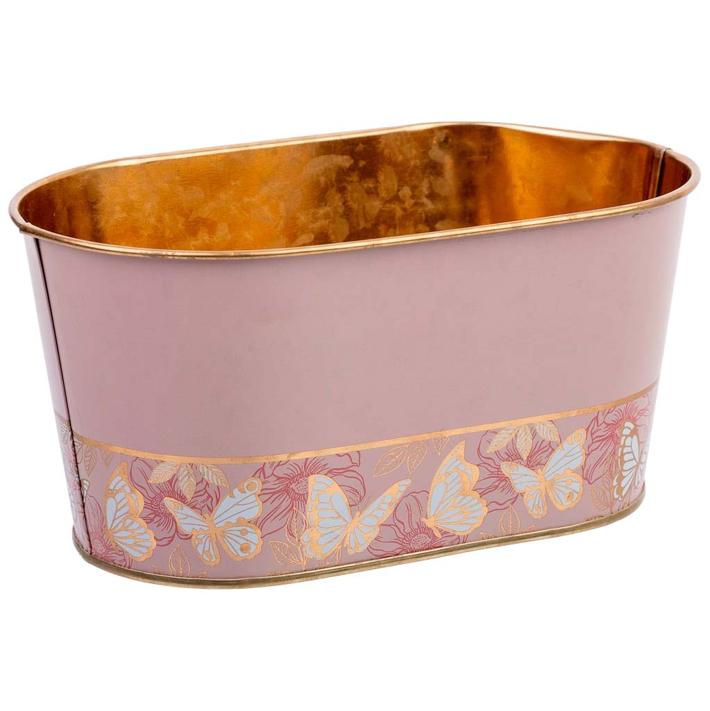 Wonderlust Deco - Cesto de metal rosa 19,5x11,5x9  B16,5x8,5 Rosa 19,5x11,5x9 B16,5x8,5