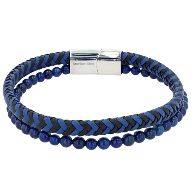 Akzent® Pulsera em Couro e Pedras Naturais