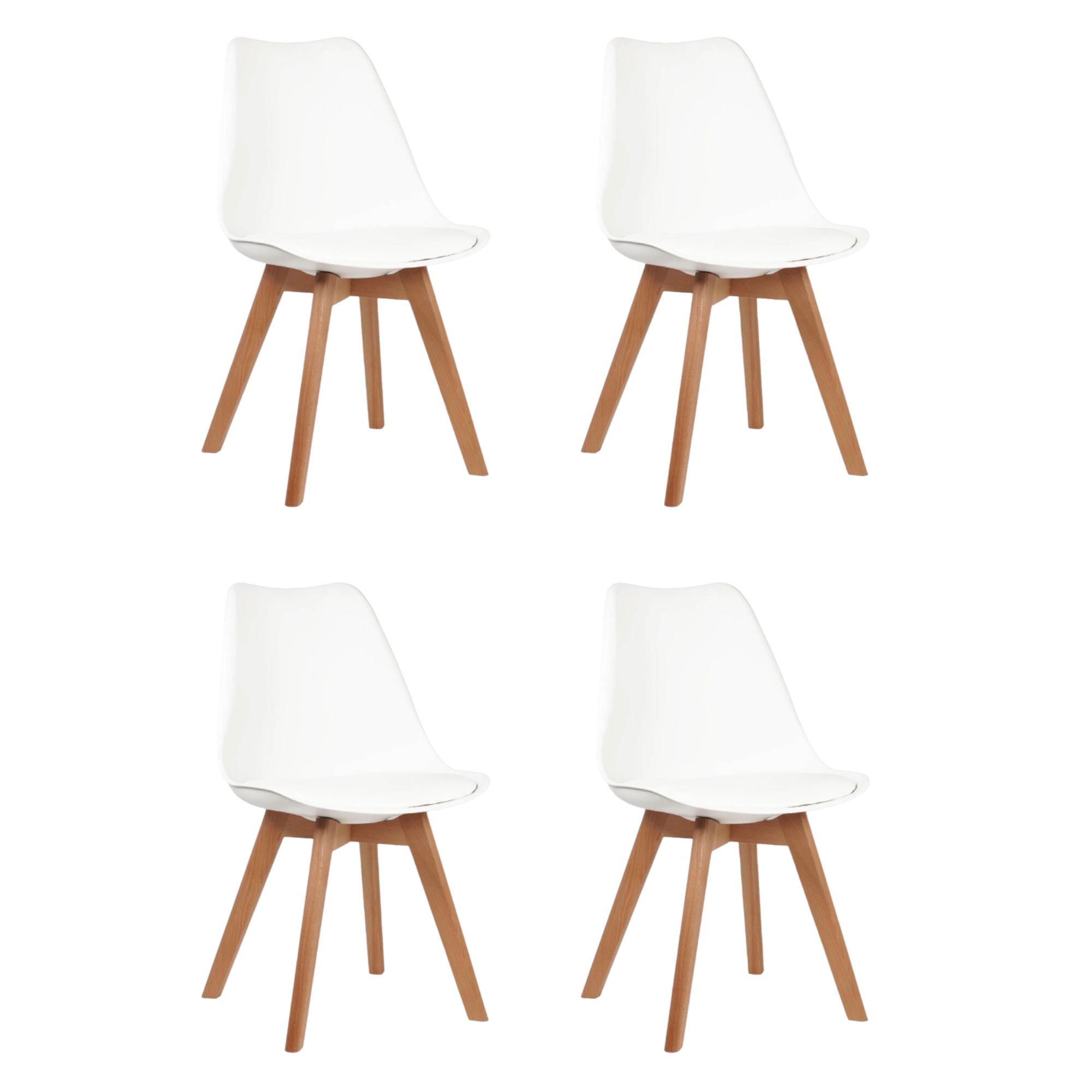 Minimal DECO Sillas Nórdicas Premium Pack 4 – Diseño Escandinavo con Madera Natural y Ecopiel  Disponible en varios colores