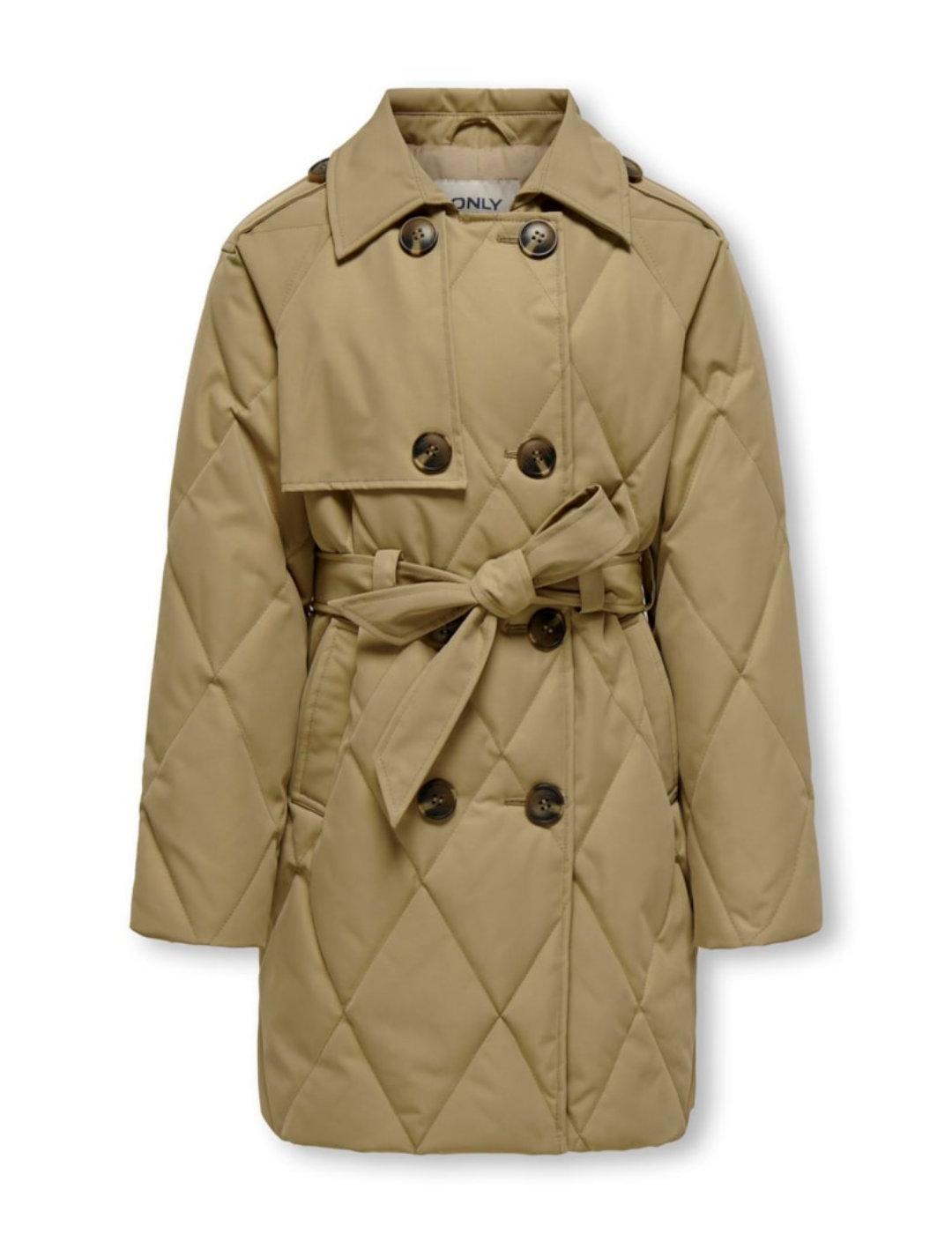 Gabardina Only Kids Mauda camel 3/4 guateada para niña
