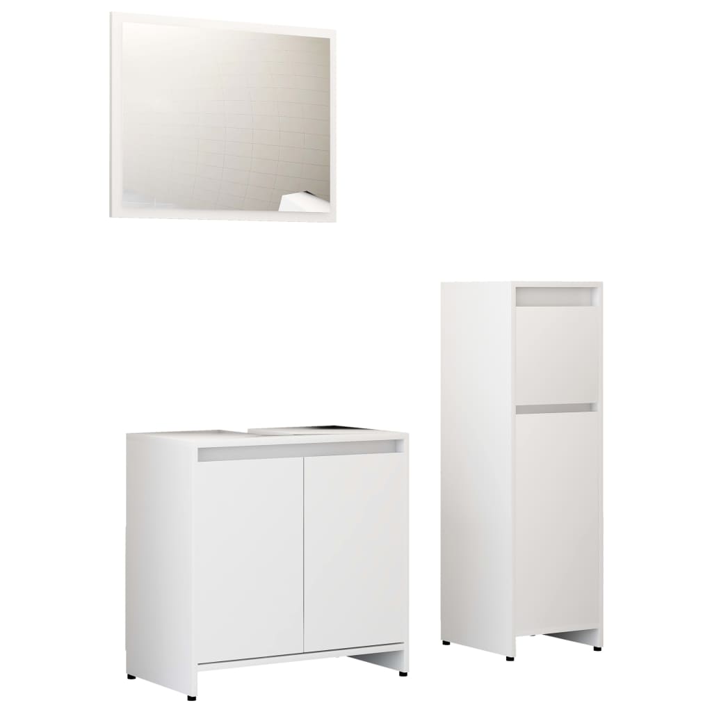 vidaXL Juego de muebles de baño 3 piezas madera ingeniería blanco
