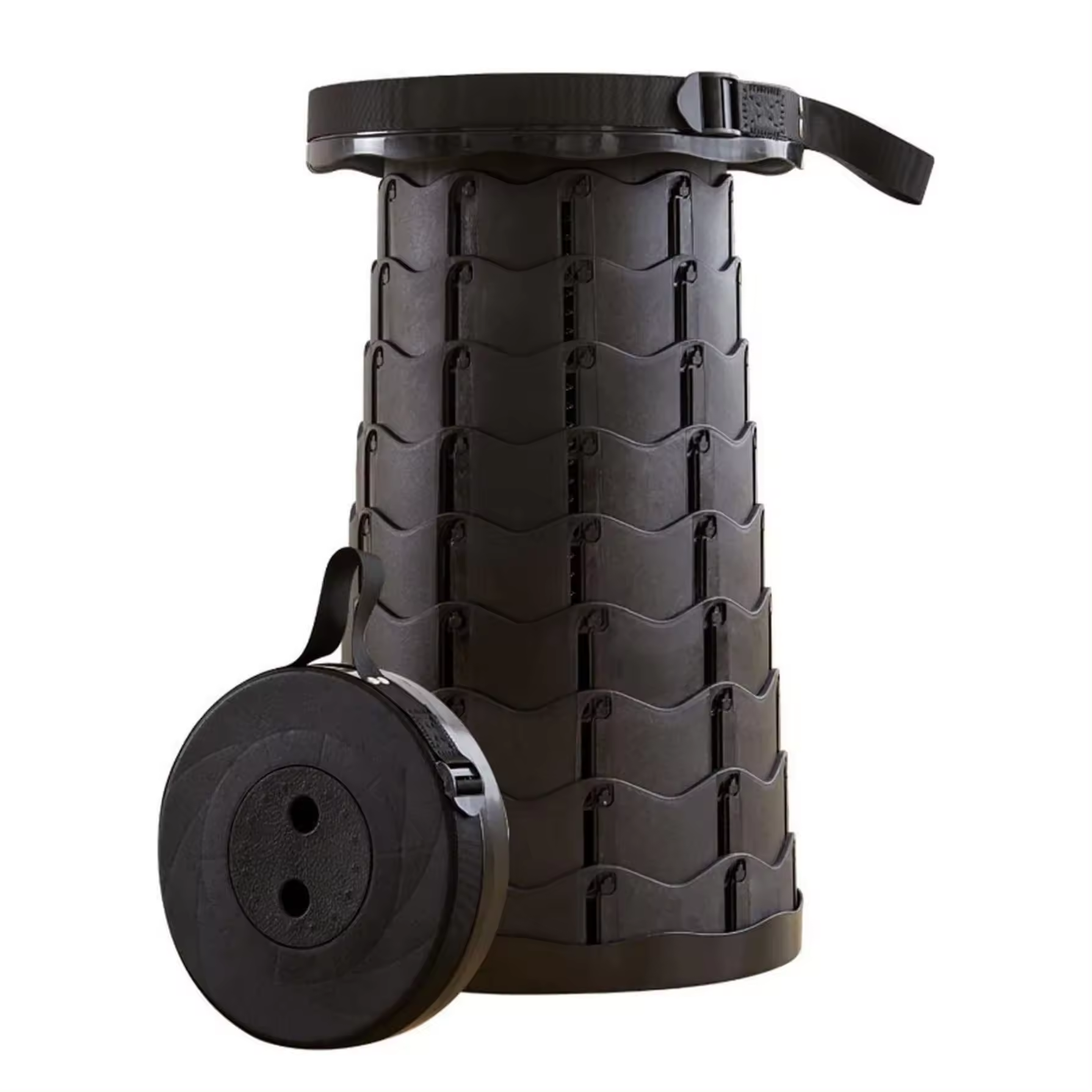 TK Taburete Plegable Portátil de Segunda Generación, Taburete Telescópico Ligero, Carga 550 LB, para Exteriores, Senderismo, Pesca, Barbacoa, Interior, Viajes, Fiestas, Altura Ajustable 6.5-45 cm