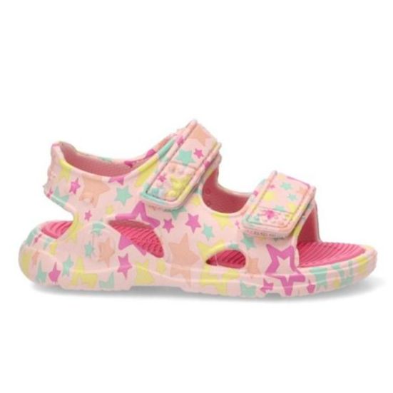Sandalia Playa/Piscina Niña Rosa con Estampado Estrellas Biomecanics 262297-A032. Suela de Goma Antideslizante y Cierre de Velcro