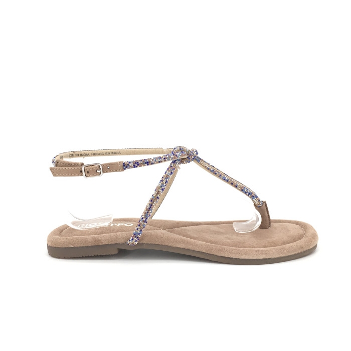 Sandalia de Gioseppo para mujer, mod.71726, Sandalia de dedo con hebilla ajustable y tiras de brillantes