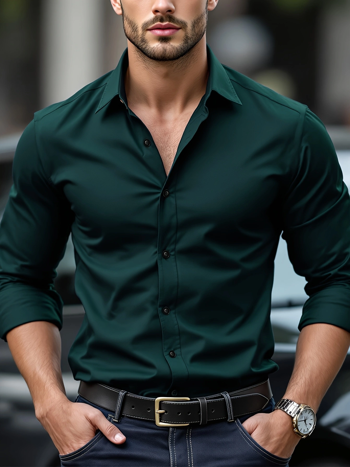 TK Camisa De Hombre FGKKS Sólida De Larga Manga Elasticidad Múltiples Colores Calidad Básica Casual Estilo Inteligente